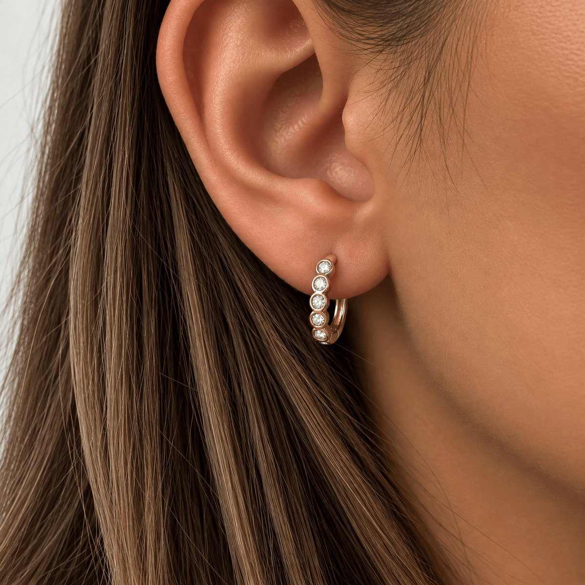 Bohomoon Stainless Steel Agatha Huggie Hoop Earrings