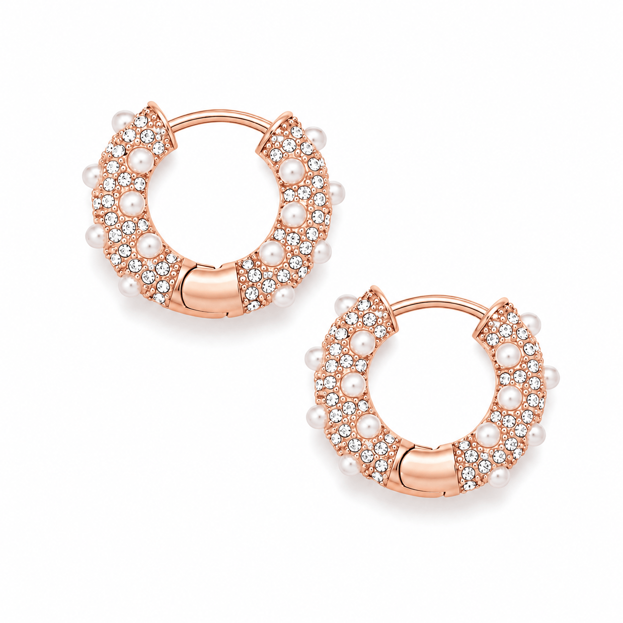 Bohomoon Stainless Steel Alice Pearl Hoop Earrings