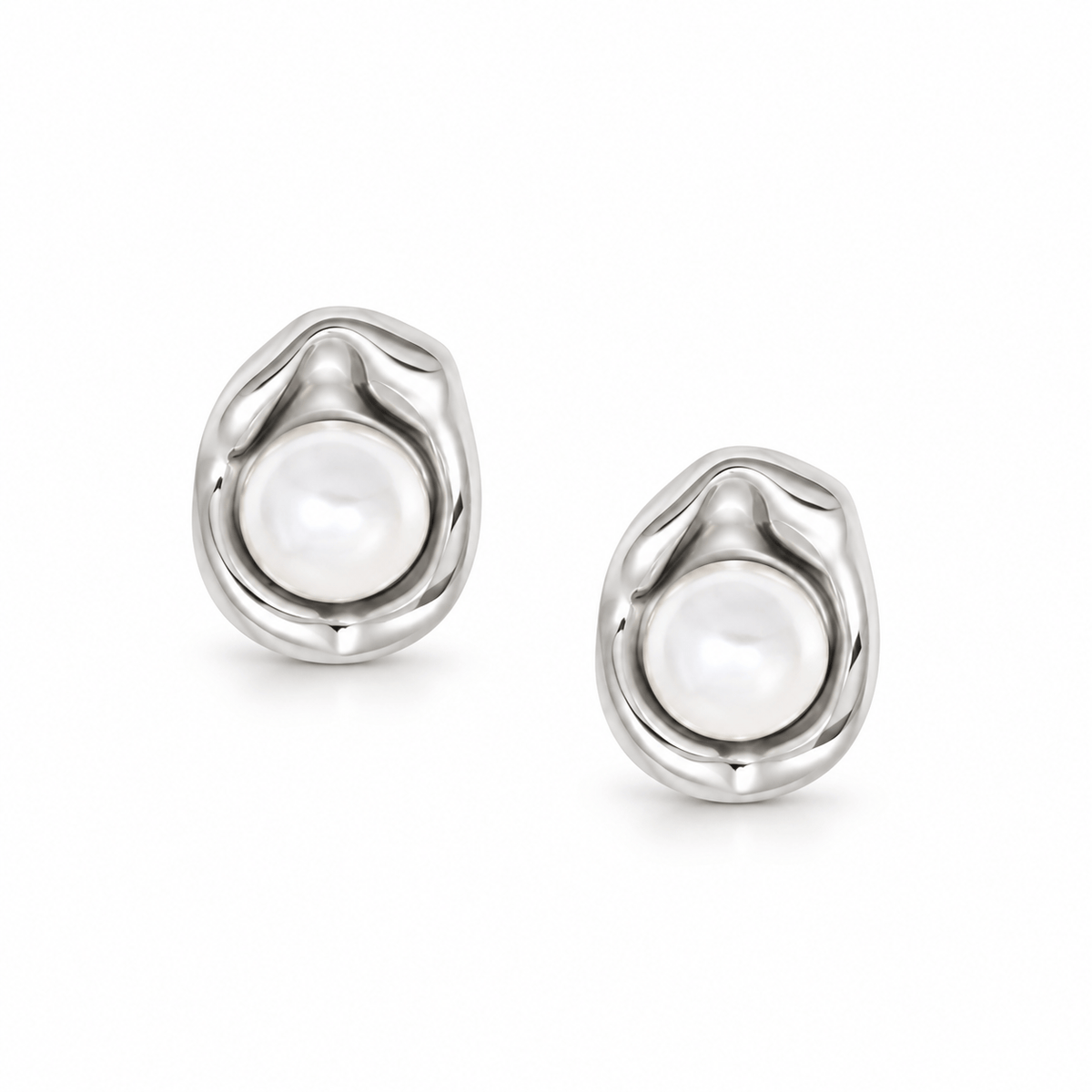 Bohomoon Stainless Steel Amber Pearl Stud Earrings