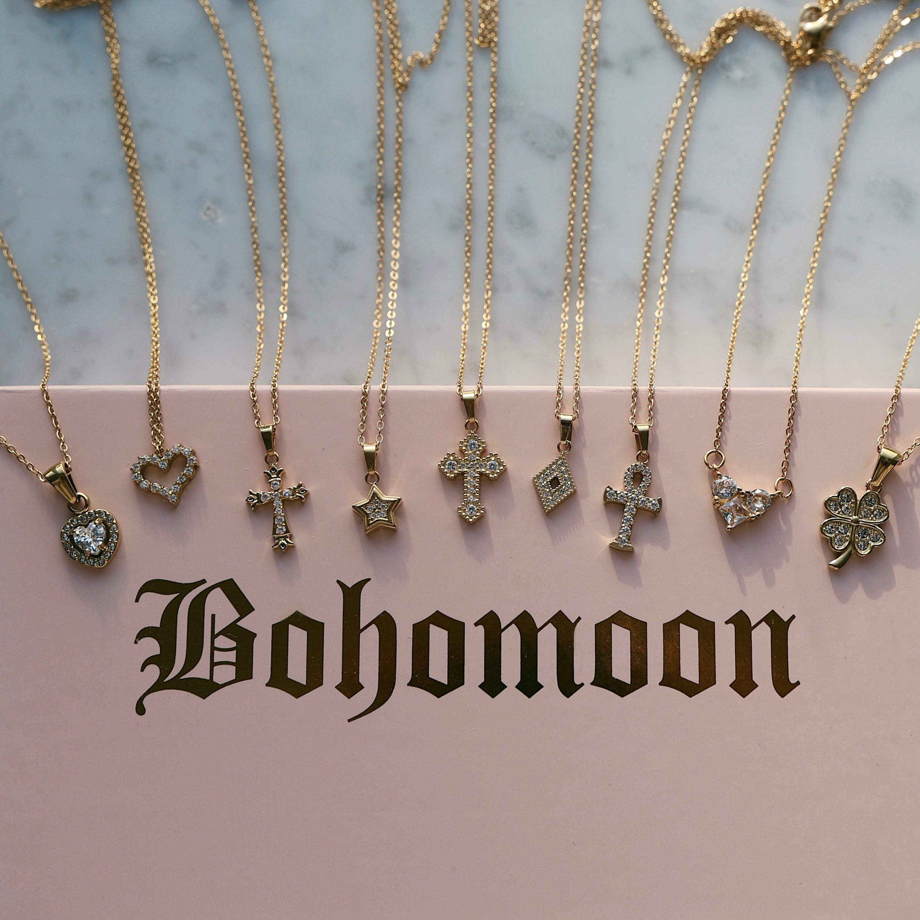BohoMoon Stainless Steel Ankh Necklace Gold