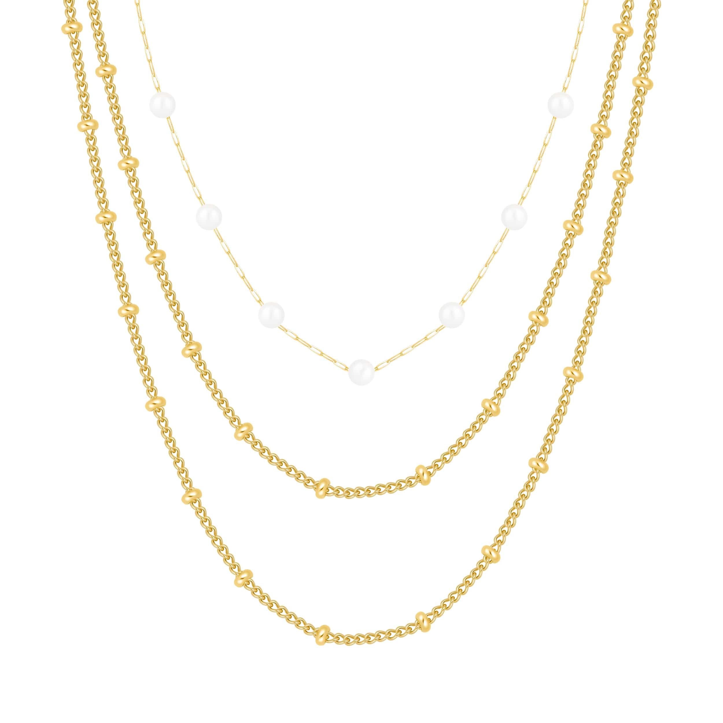 Bohomoon Stainless Steel Blythe Layered Pearl Necklace