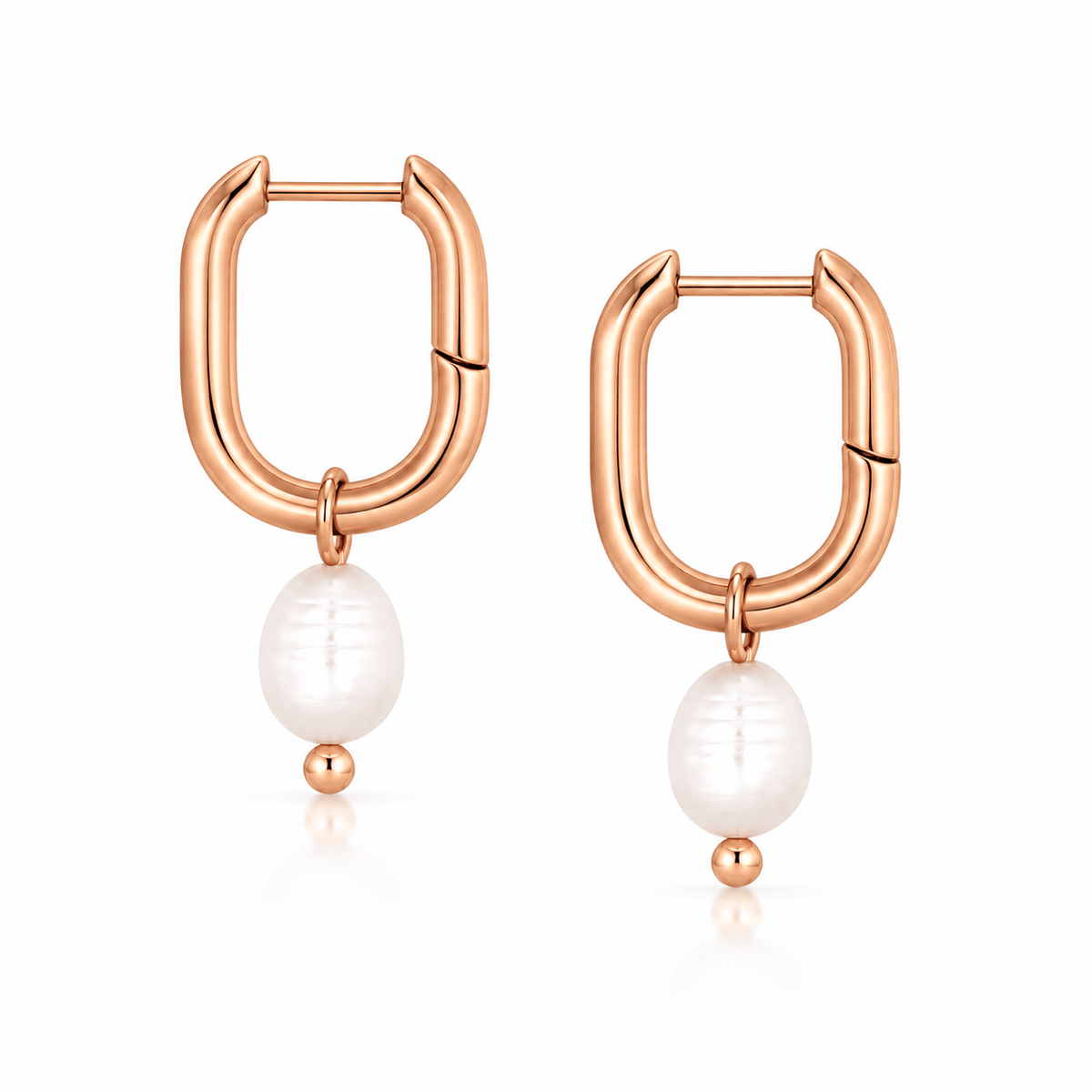 Bohomoon Stainless Steel Bora Bora Pearl Hoop Earrings