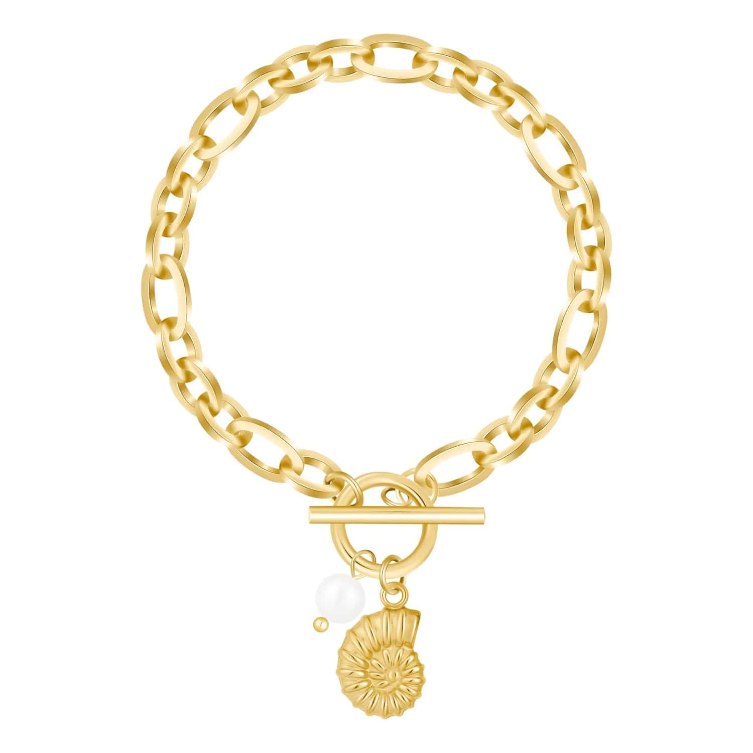 Bohomoon Stainless Steel Cavallino Pearl TBar Bracelet