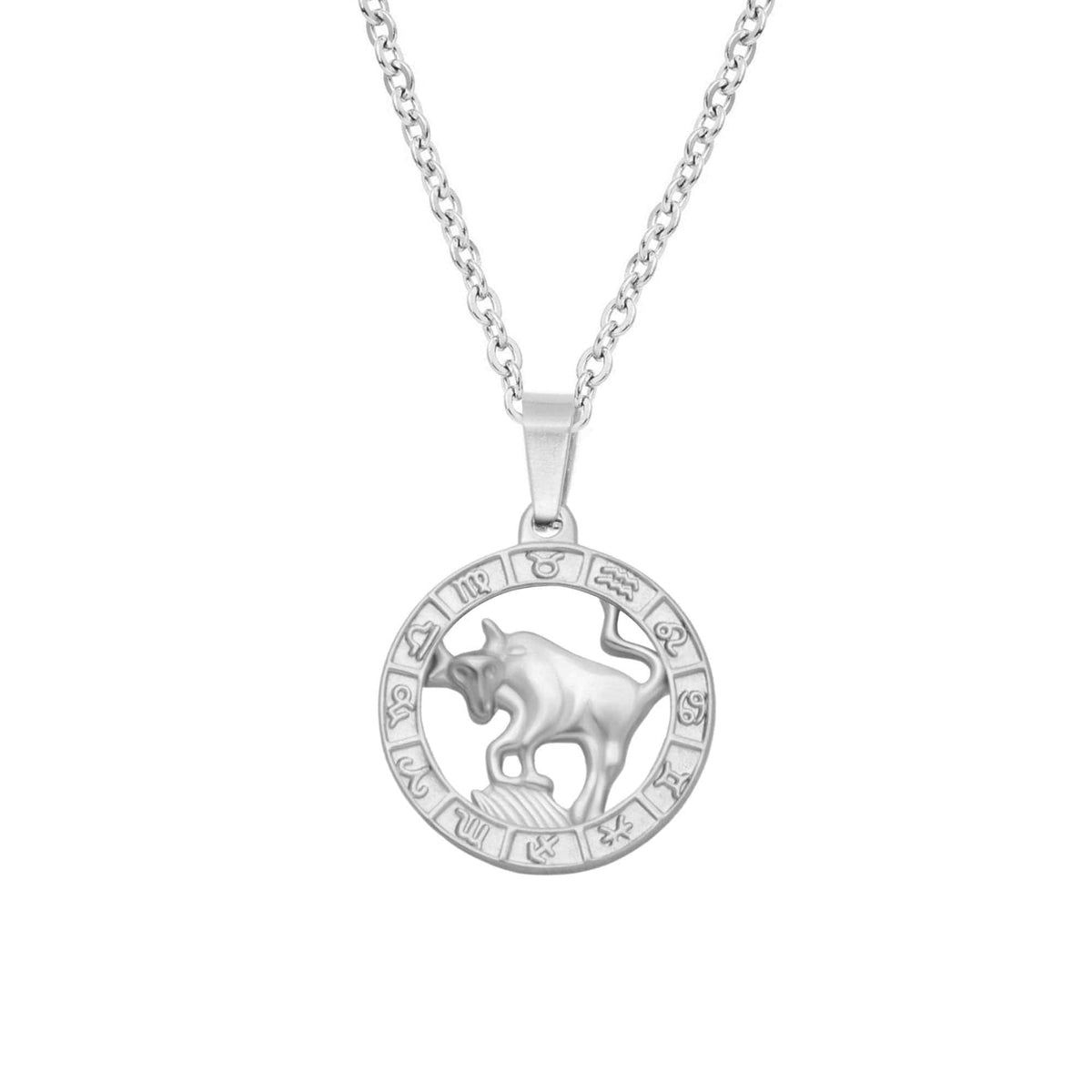 BohoMoon Stainless Steel Classic Zodiac Necklace Silver / Taurus