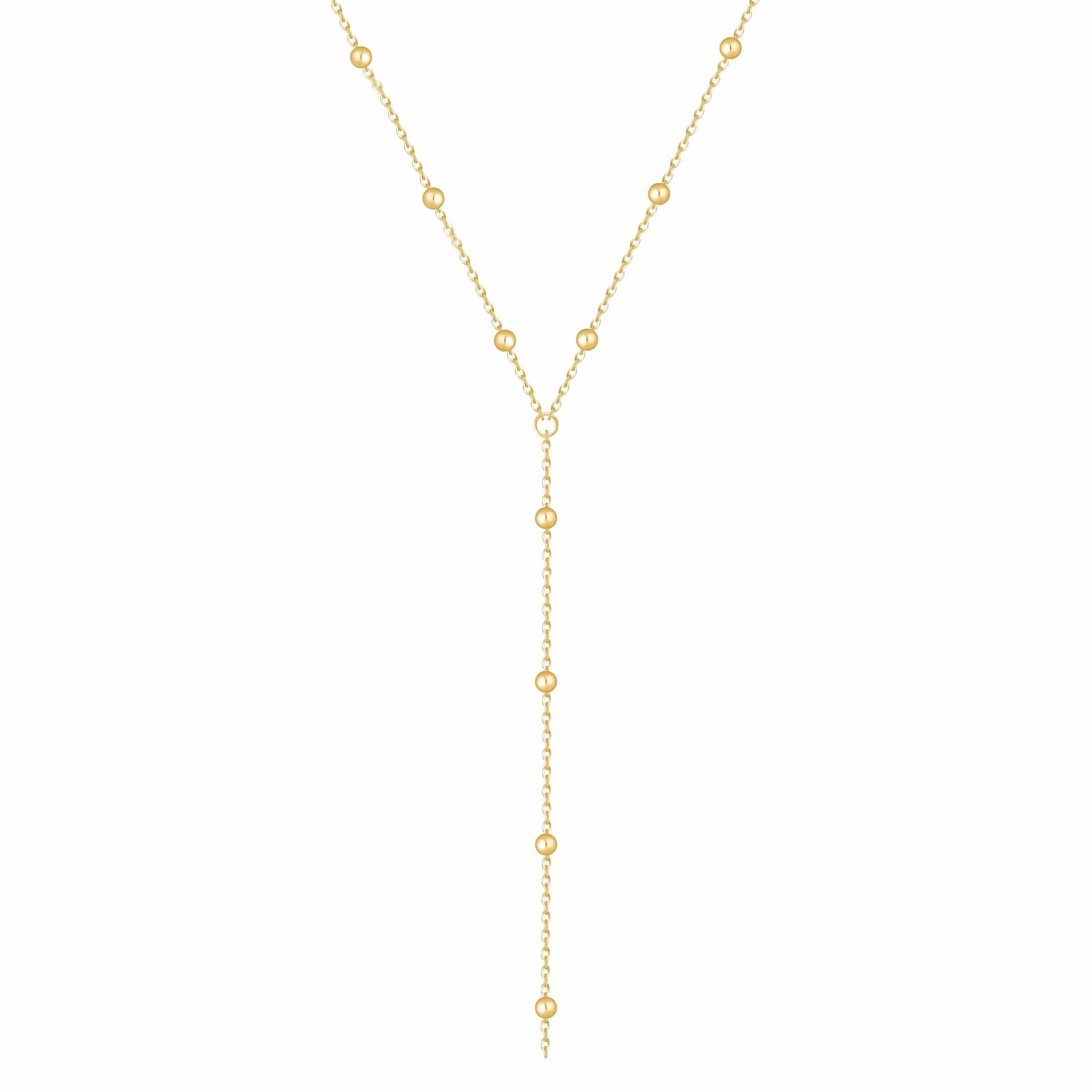 Bohomoon Stainless Steel Dainty Ball Lariat Necklace