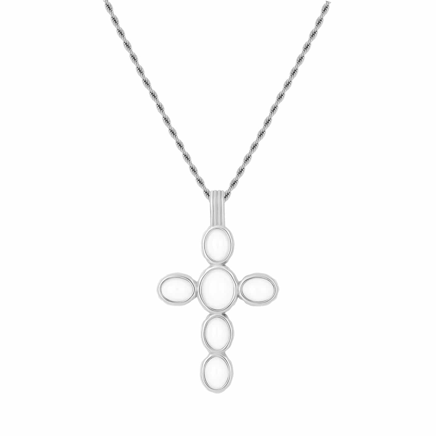 Bohomoon Stainless Steel Delilah Pearl Cross Necklace