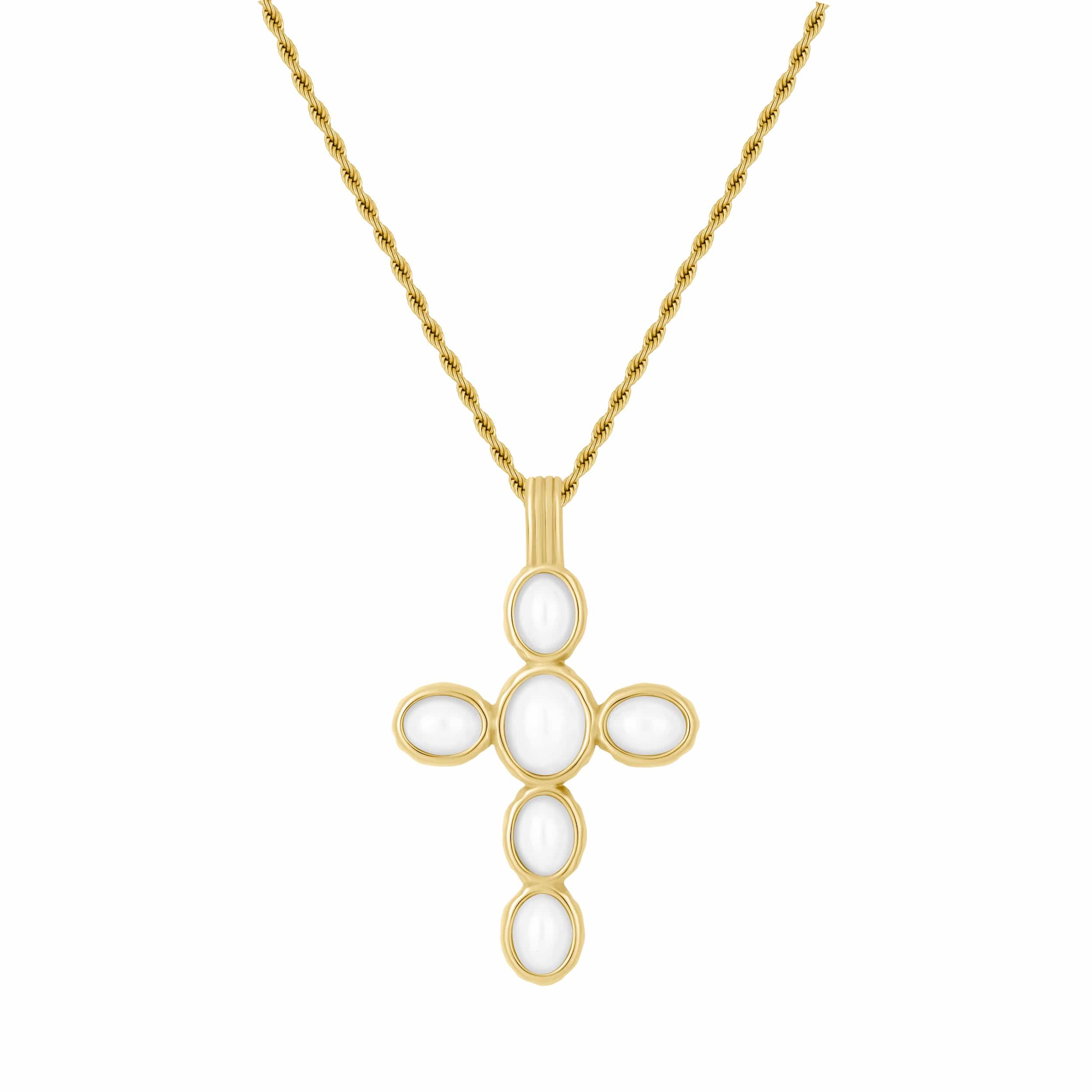 Bohomoon Stainless Steel Delilah Pearl Cross Necklace