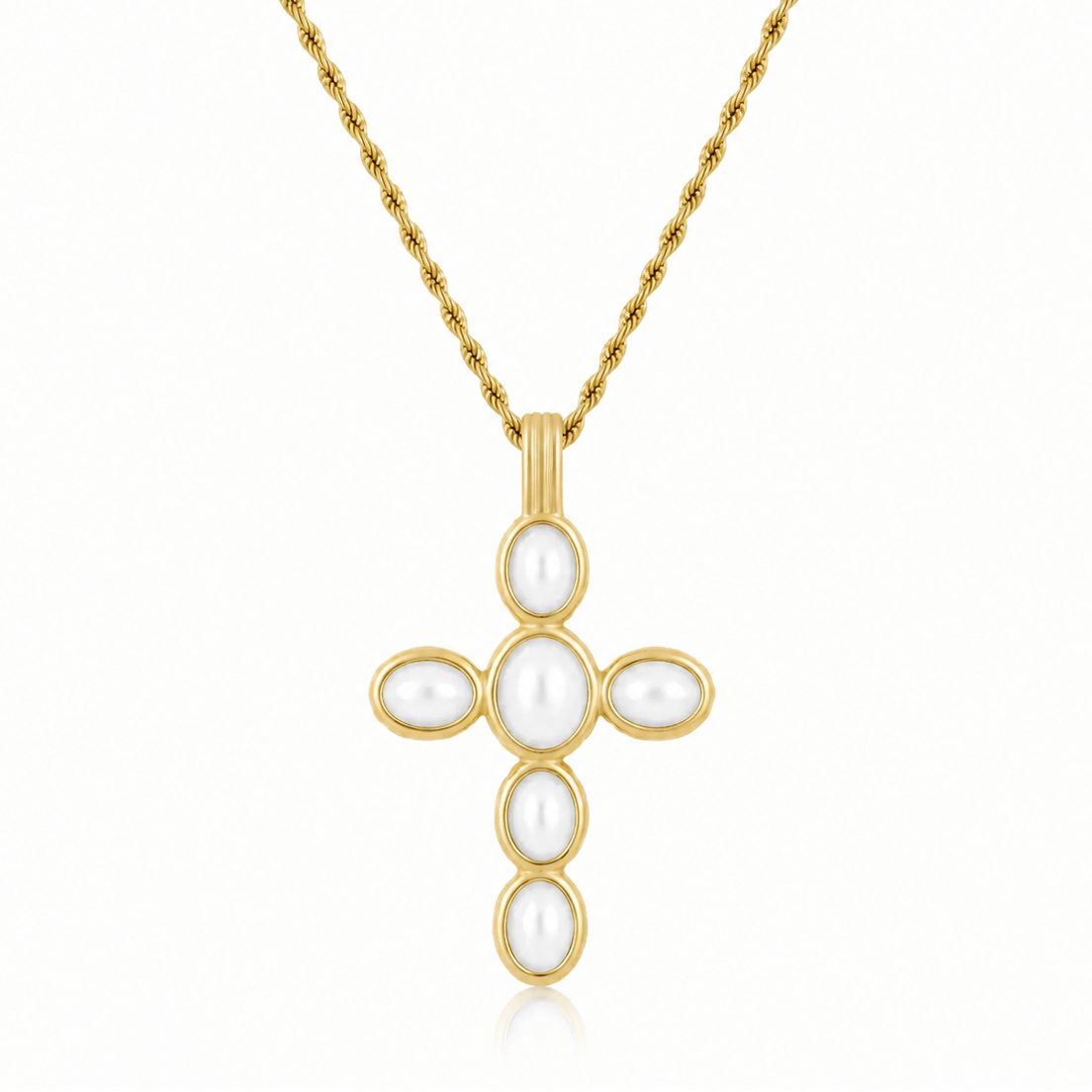 Bohomoon Stainless Steel Delilah Pearl Cross Necklace