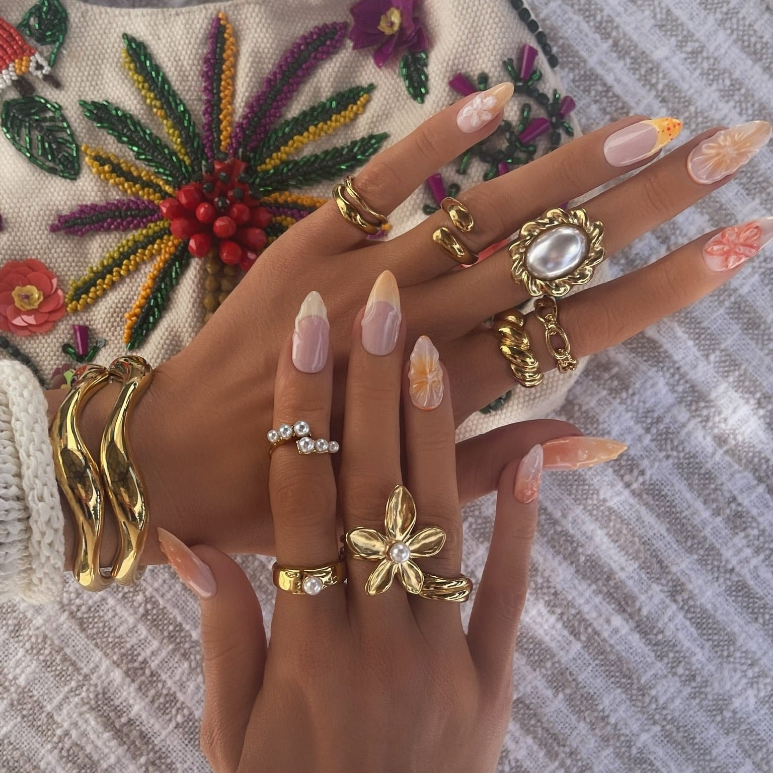 Bohomoon Stainless Steel Flora Pearl Ring