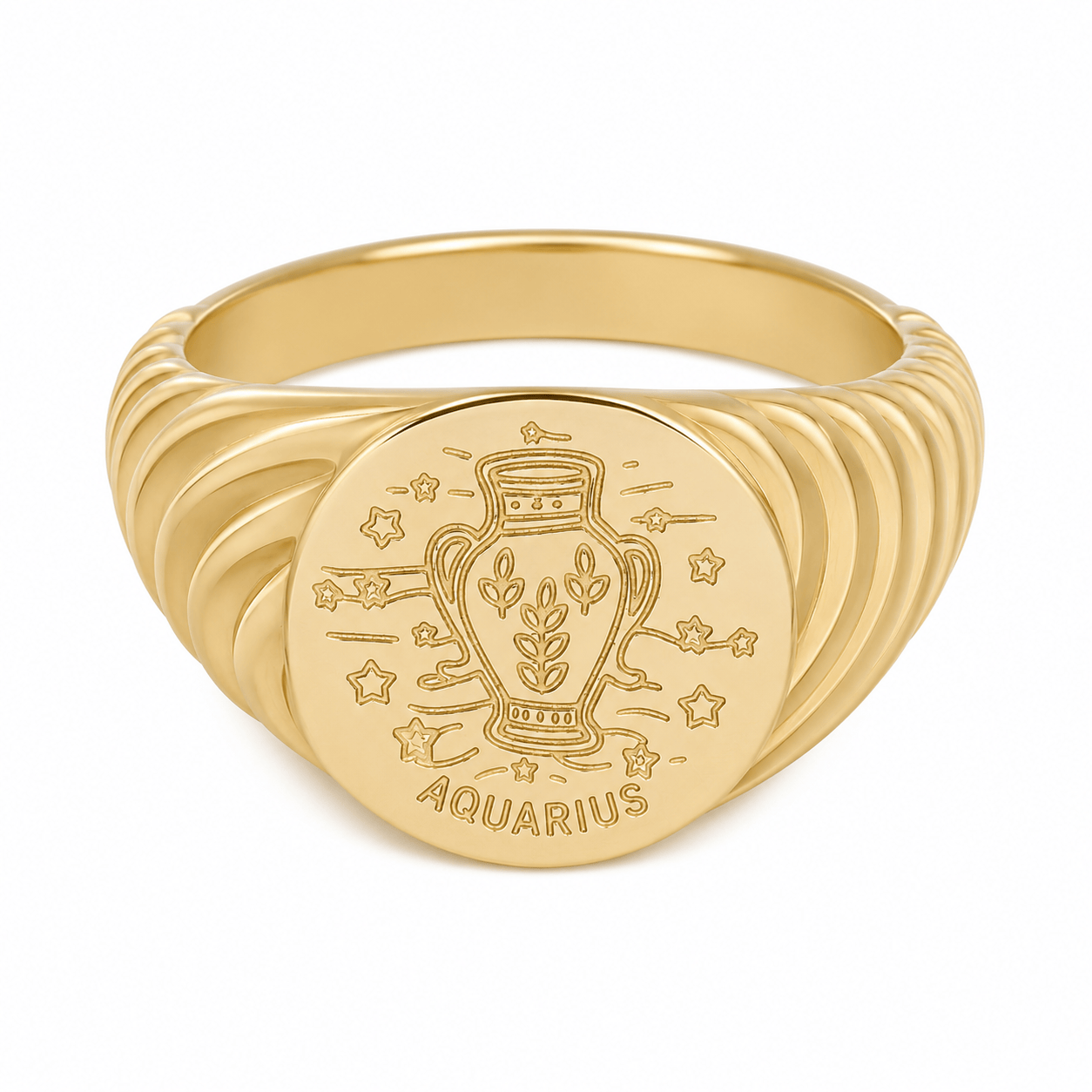 Bohomoon Stainless Steel Galaxy Zodiac Signet Ring