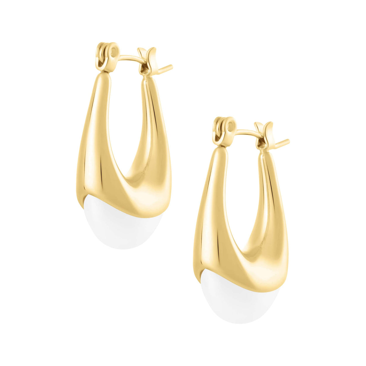 Bohomoon Stainless Steel Halle Pearl Hoop Earrings