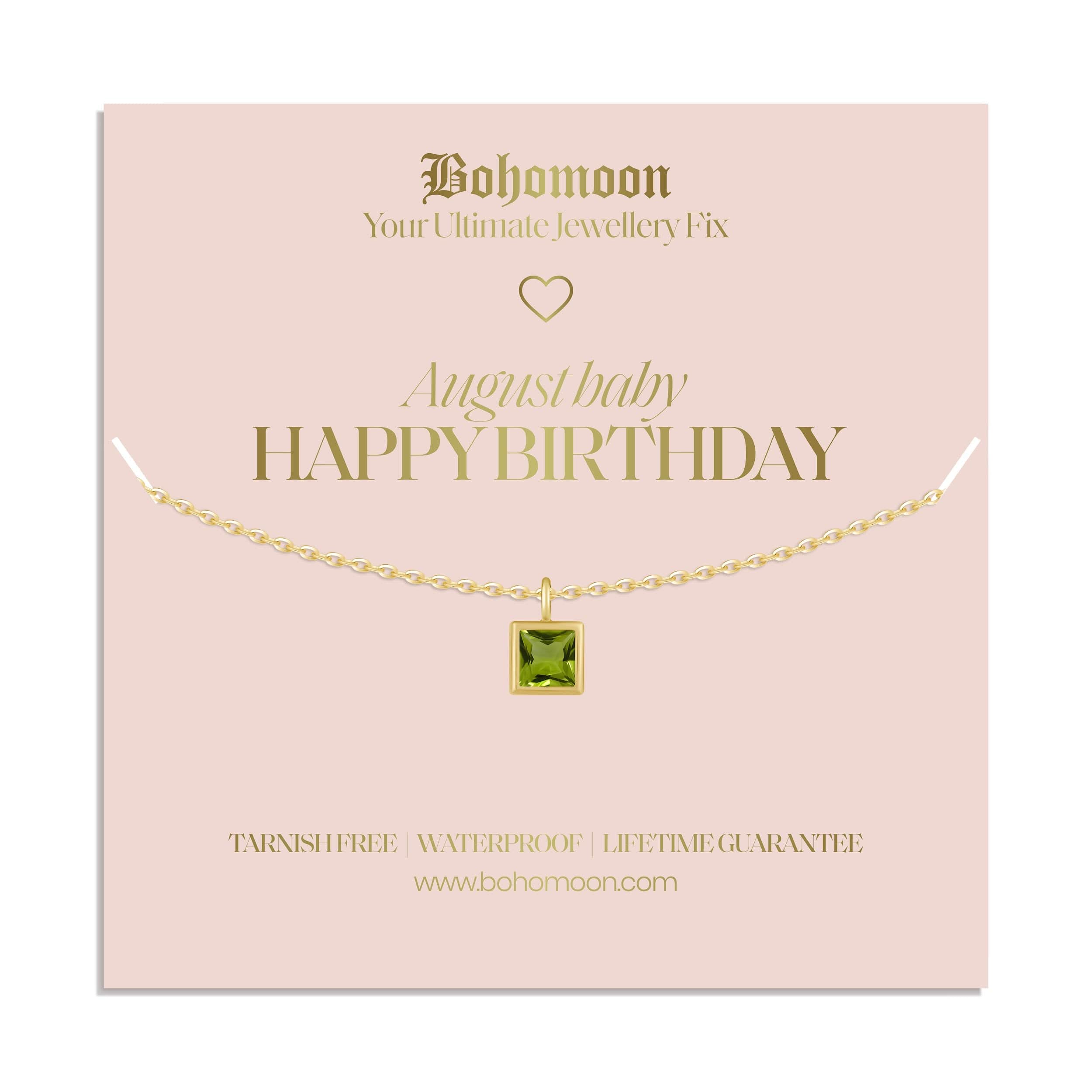 Bohomoon Stainless Steel Happy Birthday Birthstone Necklace