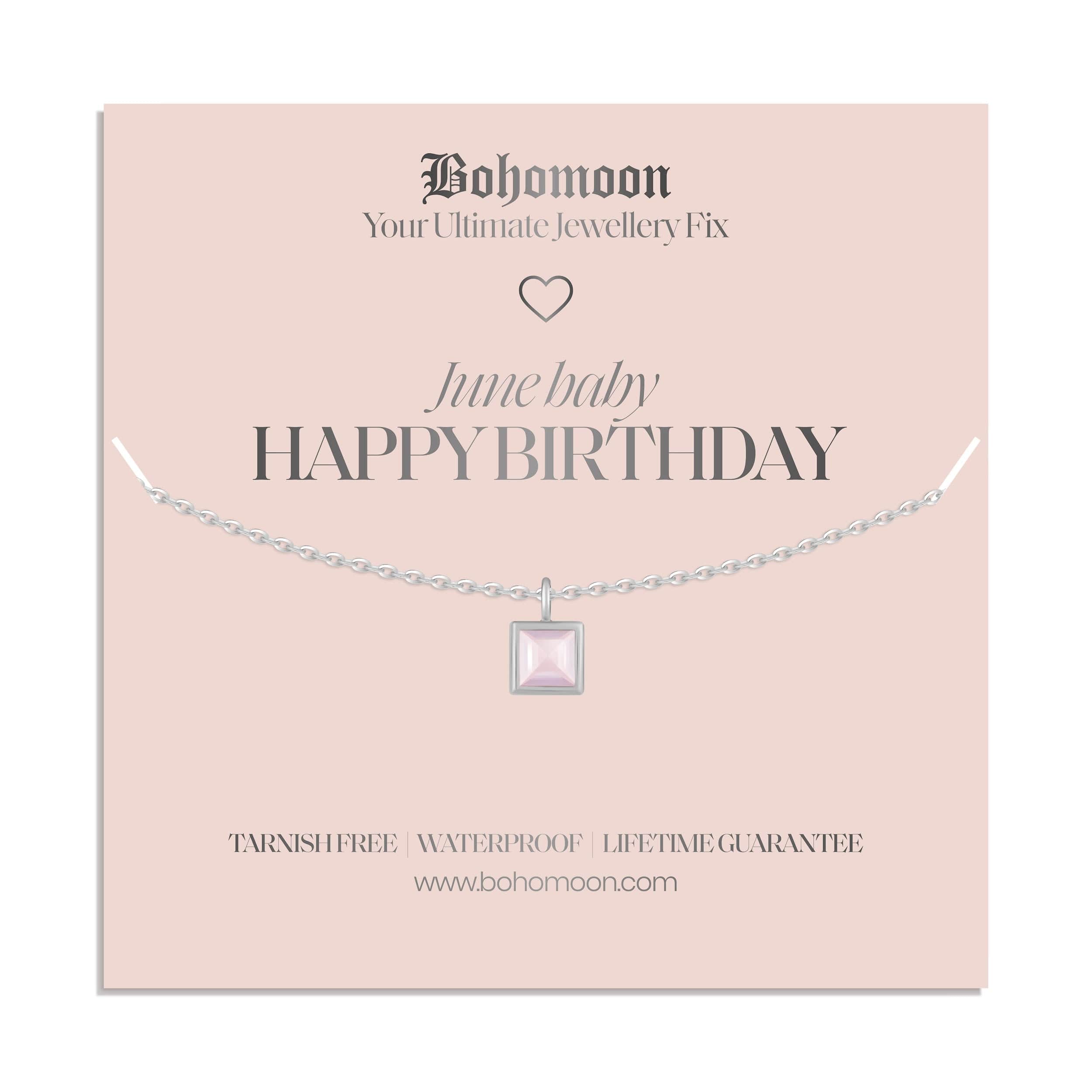 Bohomoon Stainless Steel Happy Birthday Birthstone Necklace
