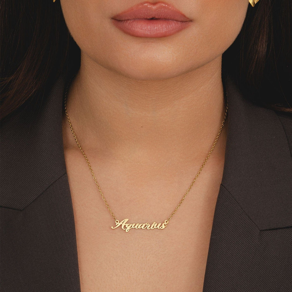 Bohomoon Stainless Steel Italic Zodiac Necklace