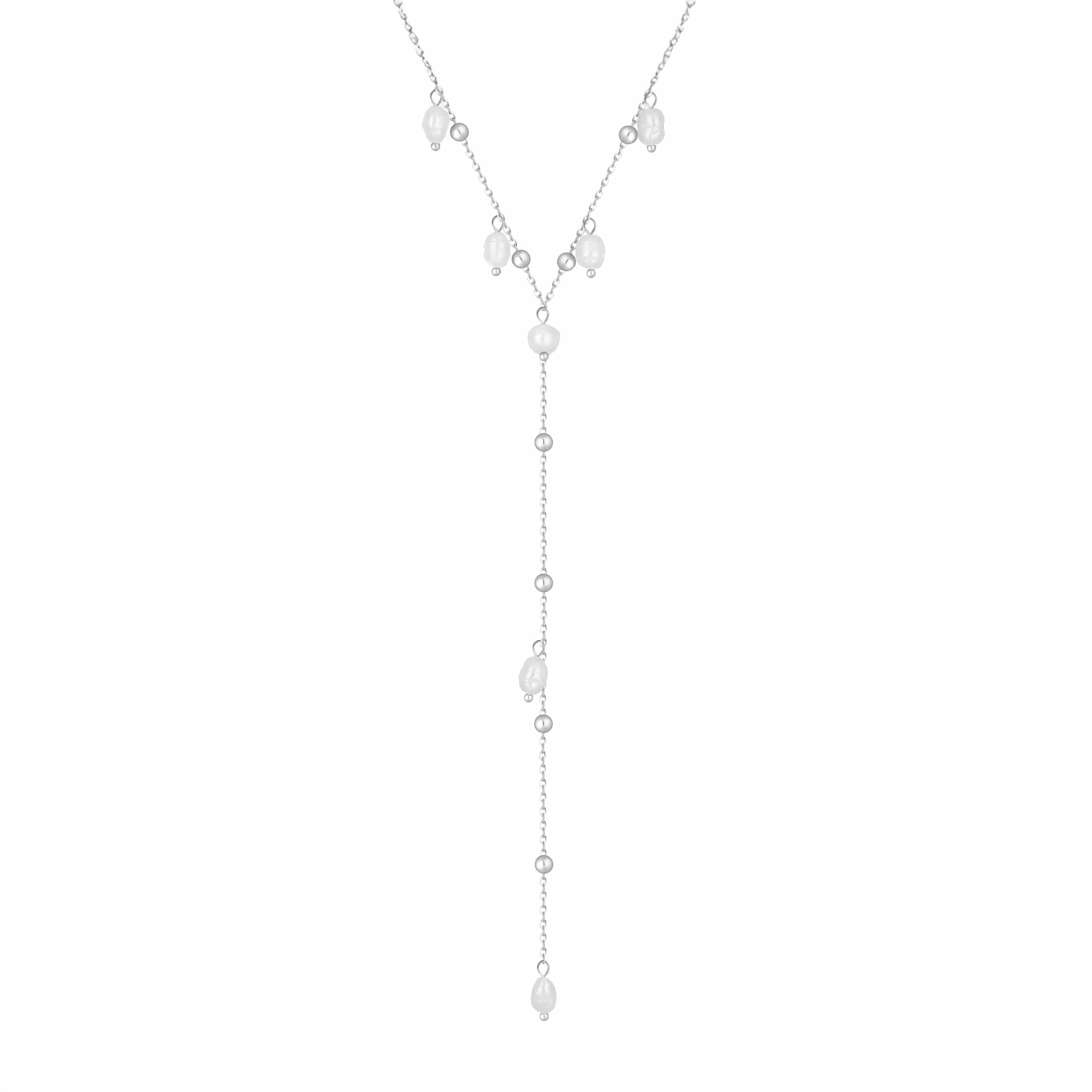 Bohomoon Stainless Steel Ivie Pearl Lariat Necklace