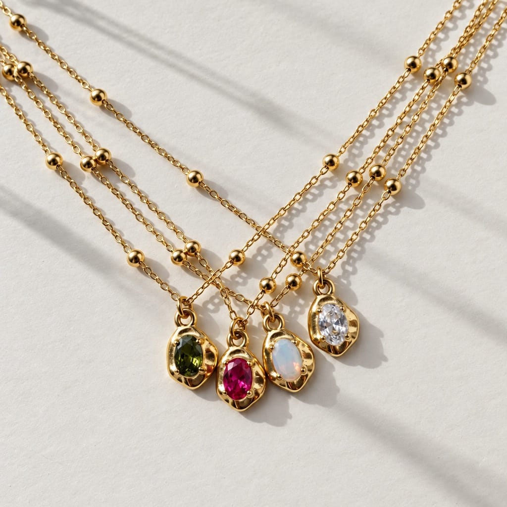 Bohomoon Stainless Steel Kaya Birthstone Necklace