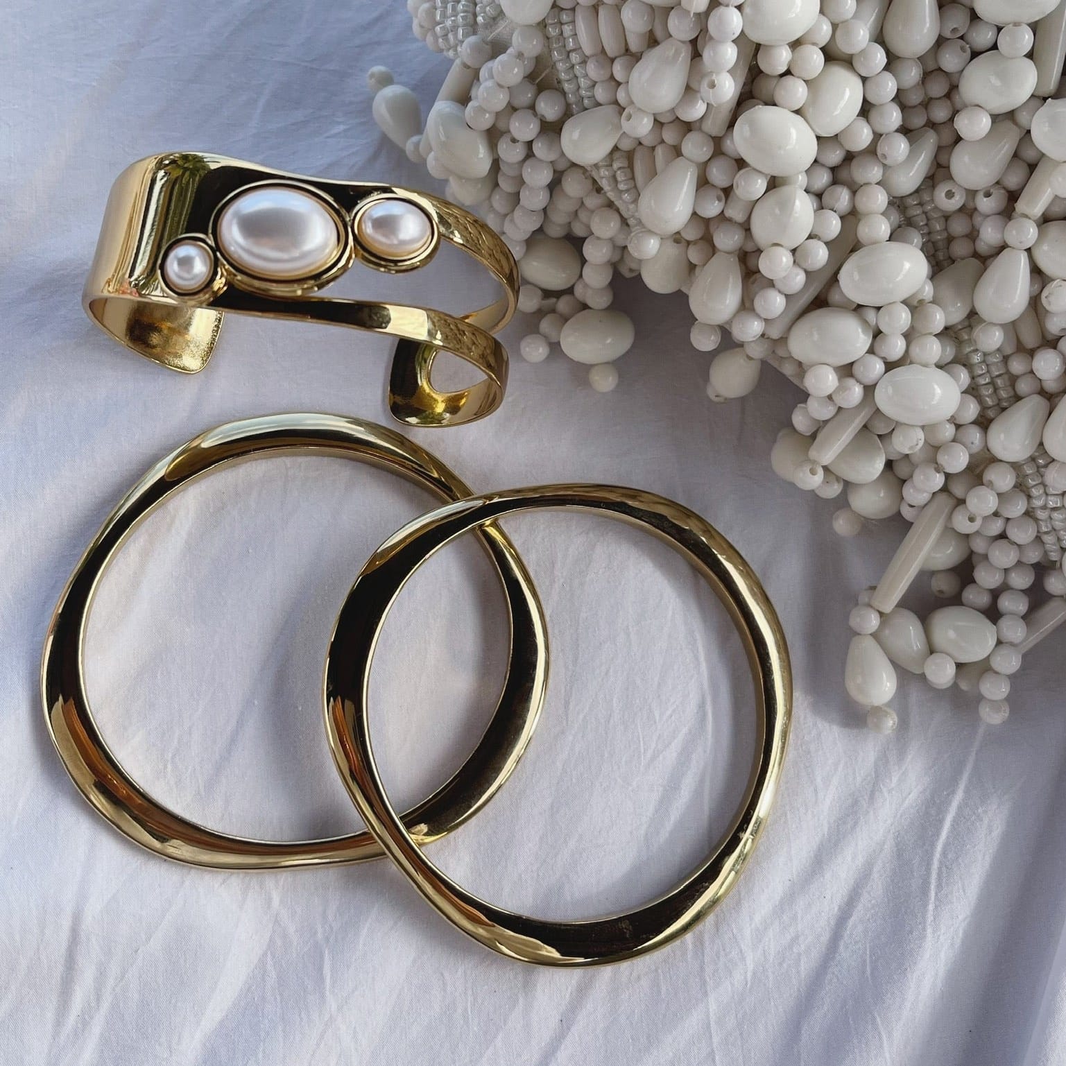 Bohomoon Stainless Steel Kinsley Pearl Cuff Bracelet