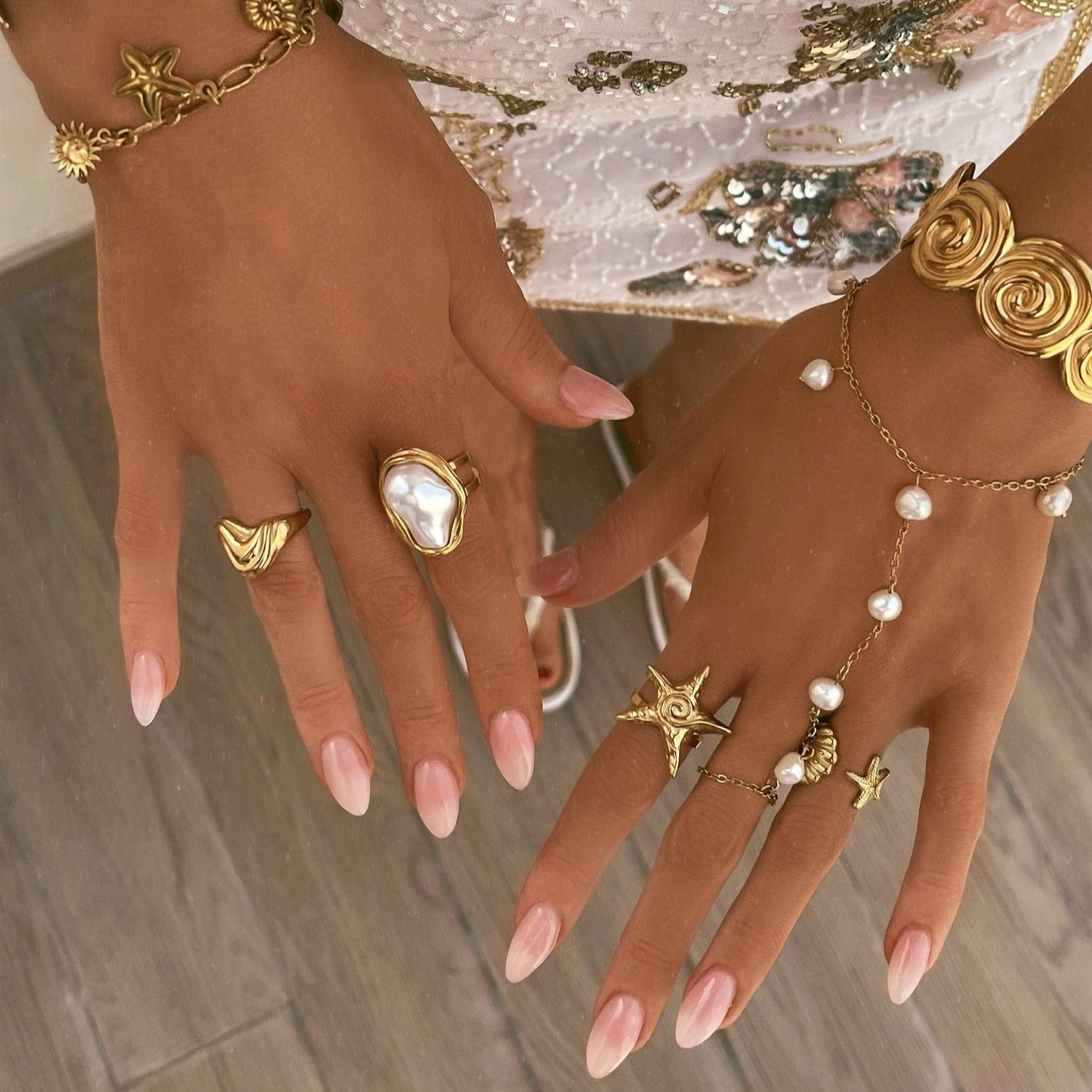 Bohomoon Stainless Steel Laurel Pearl Ring