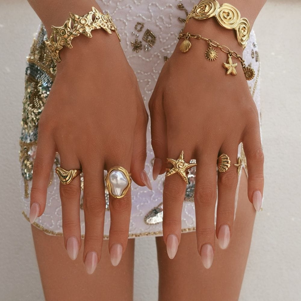 Bohomoon Stainless Steel Laurel Pearl Ring