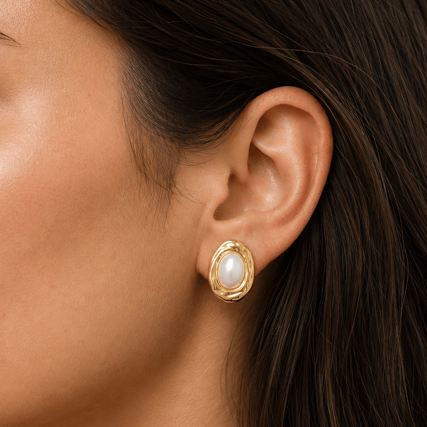 Bohomoon Stainless Steel Lettie Pearl Stud Earrings