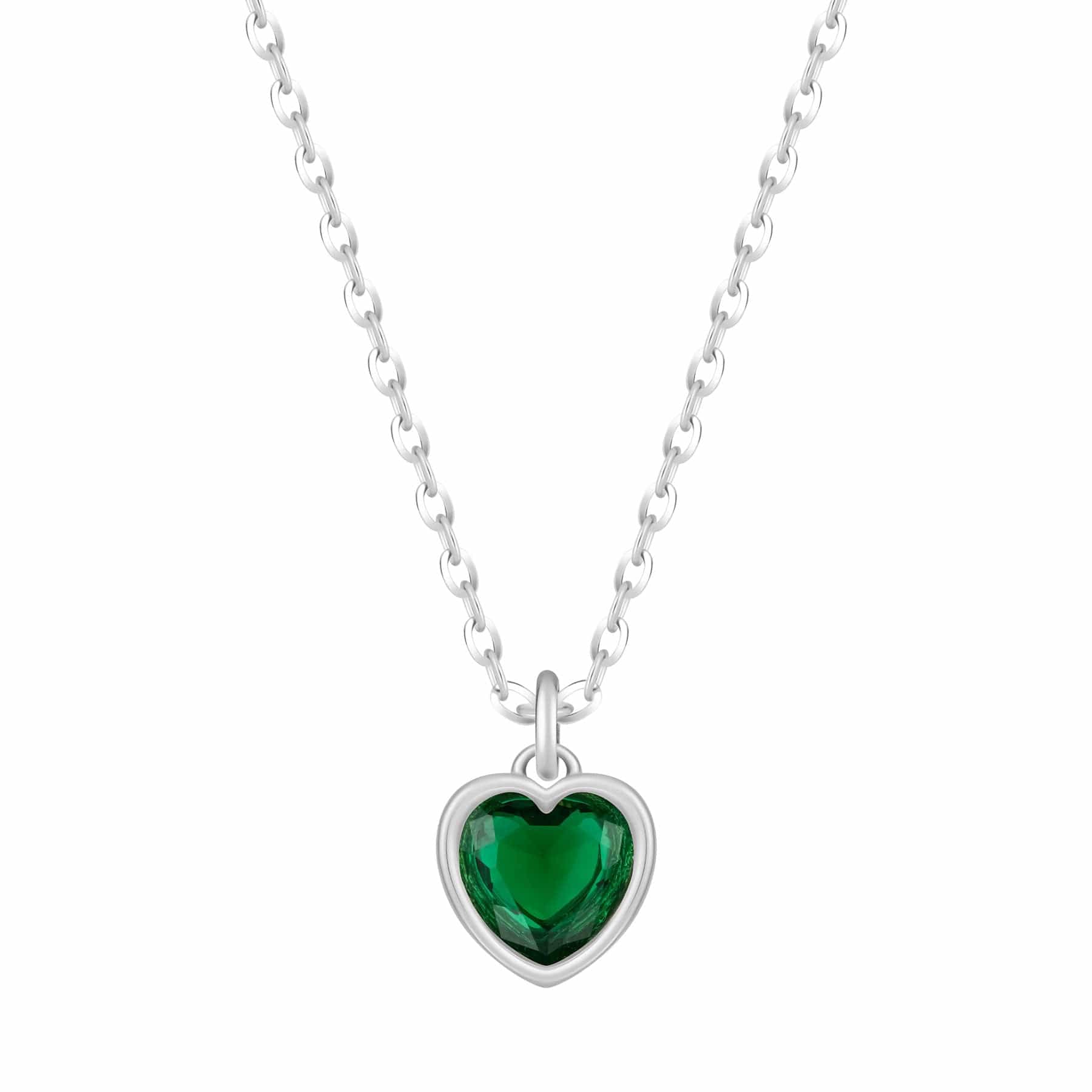 Bohomoon Stainless Steel Love Heart Birthstone Necklace