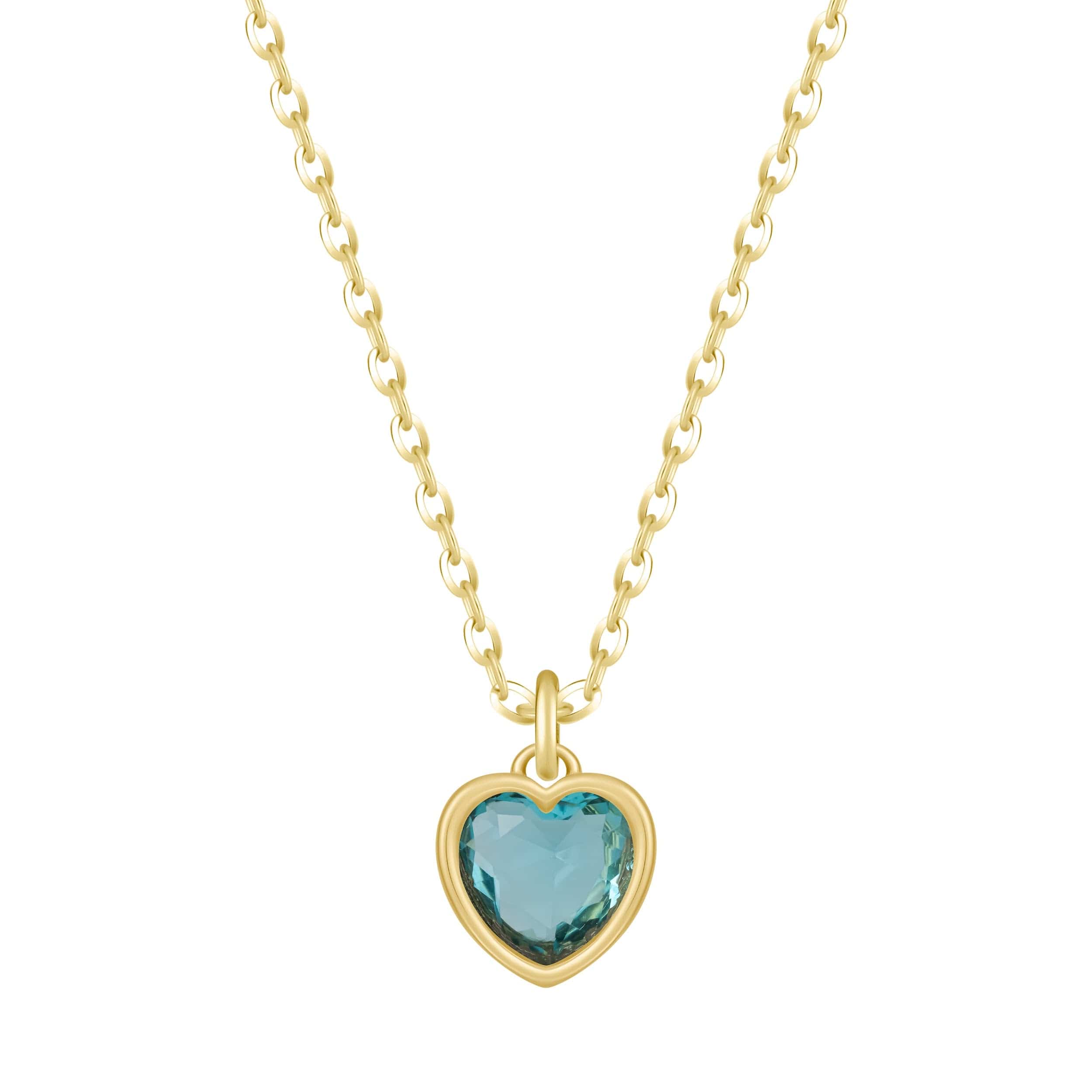 Bohomoon Stainless Steel Love Heart Birthstone Necklace