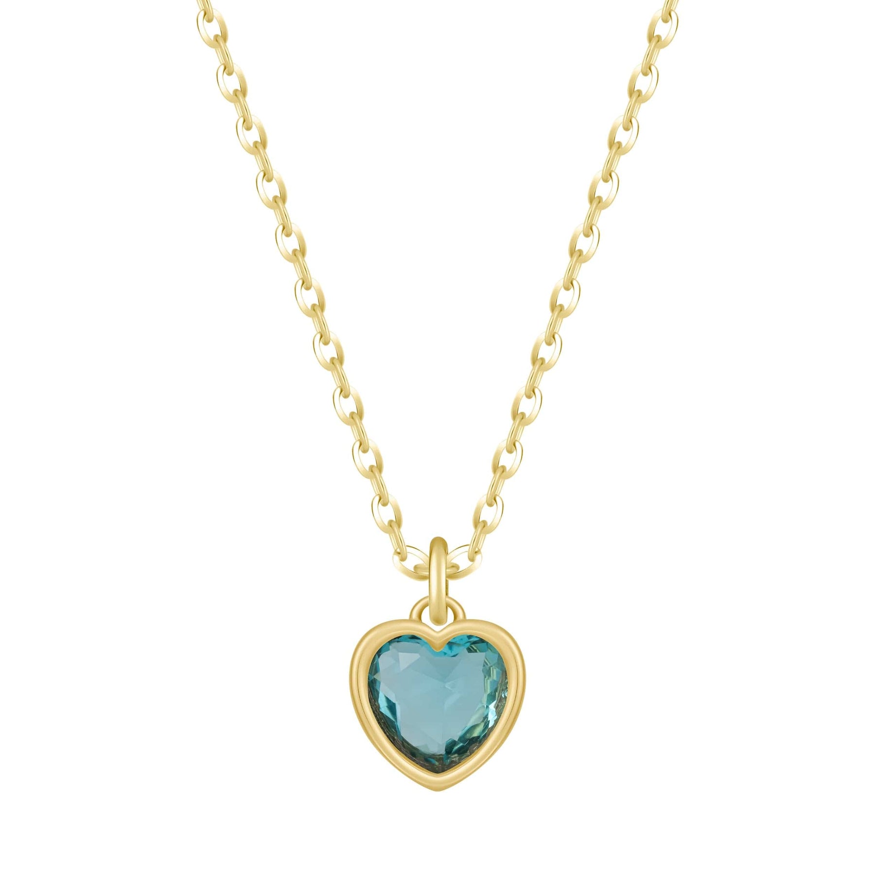 Bohomoon Stainless Steel Love Heart Birthstone Necklace
