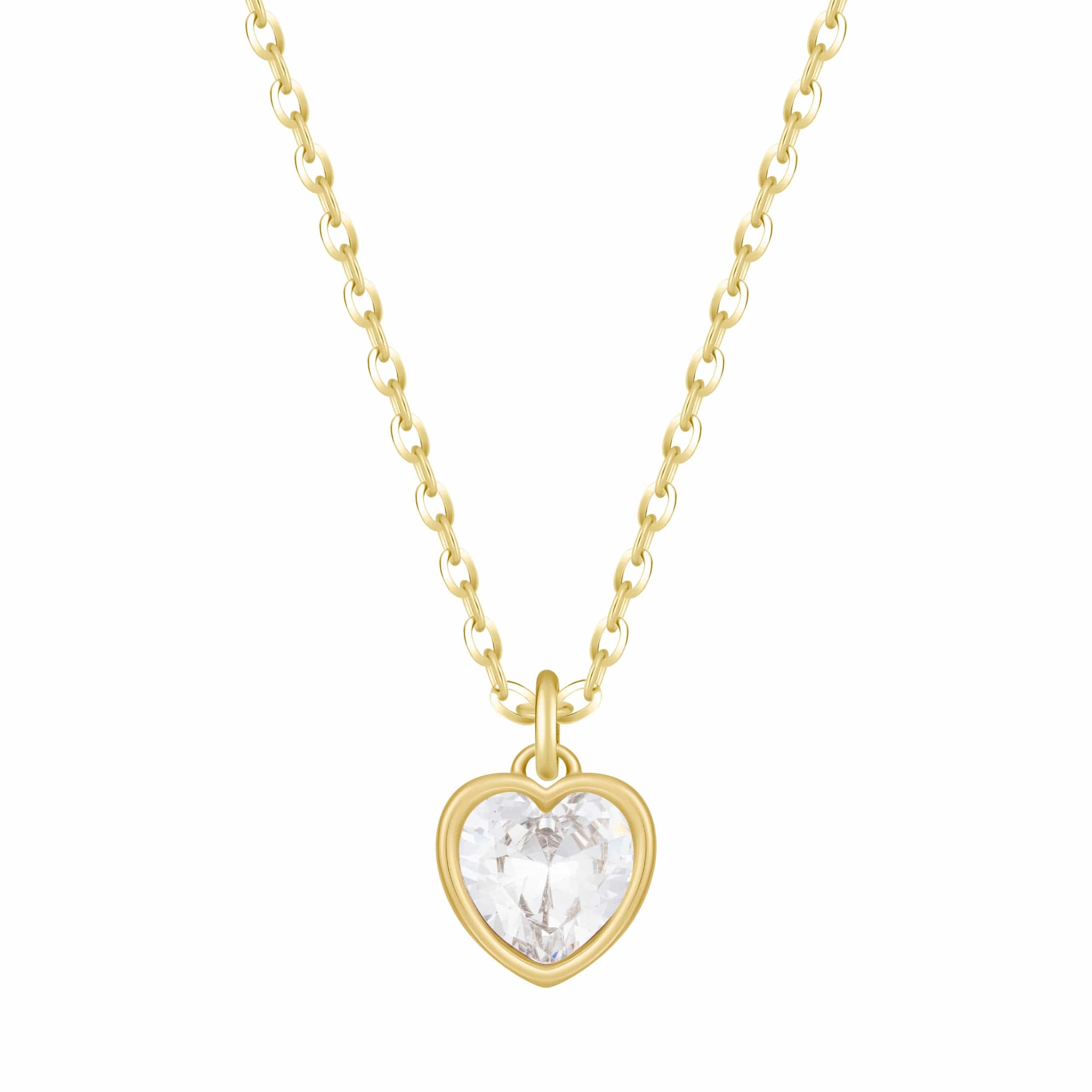 Bohomoon Stainless Steel Love Heart Birthstone Necklace