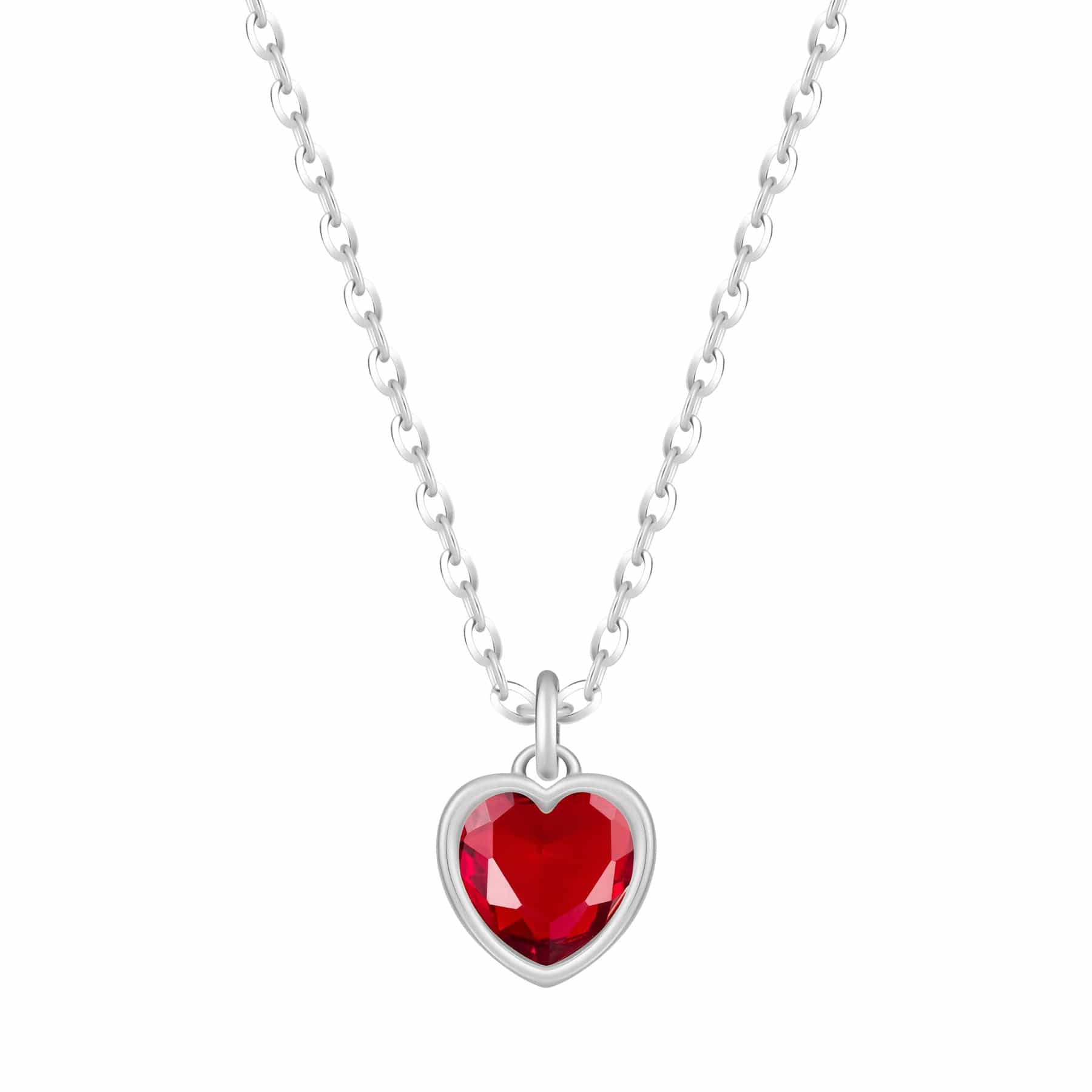 Bohomoon Stainless Steel Love Heart Birthstone Necklace