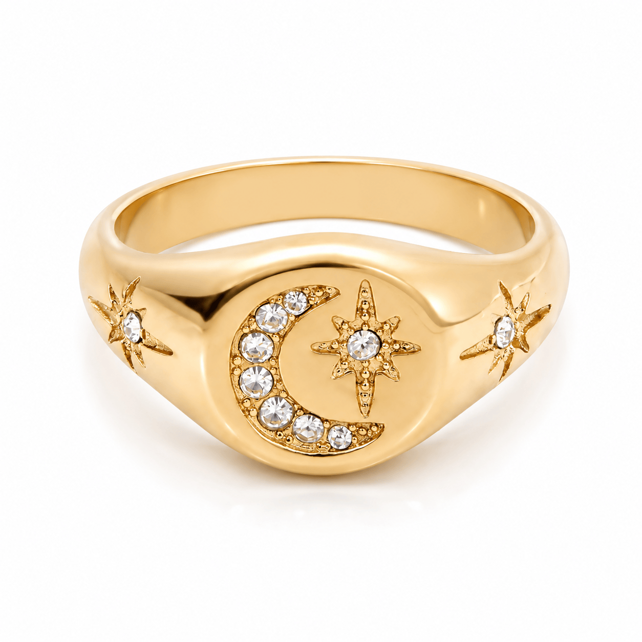 Bohomoon Stainless Steel Luna Moon Signet Ring