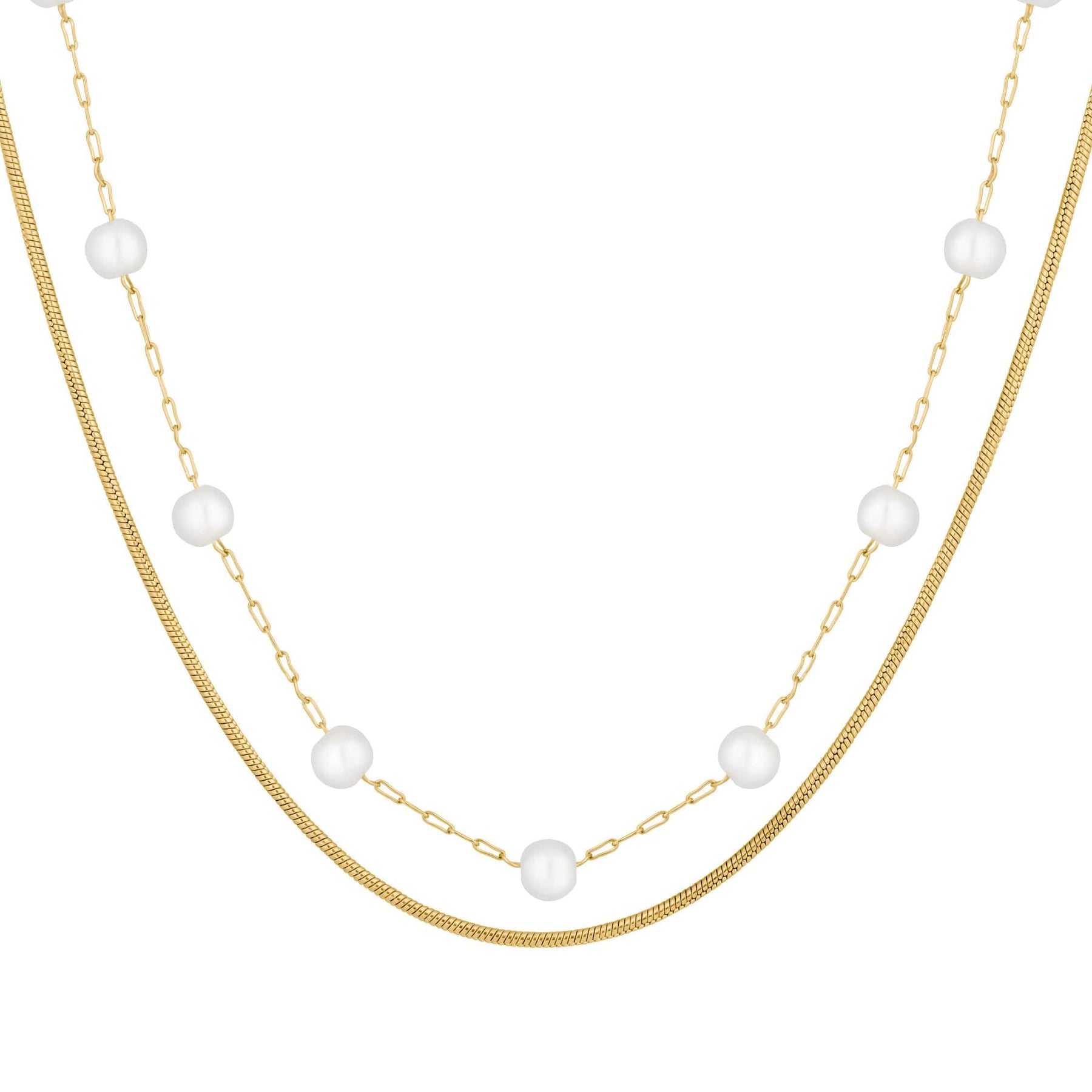 Bohomoon Stainless Steel Lydia Pearl Layered Necklace