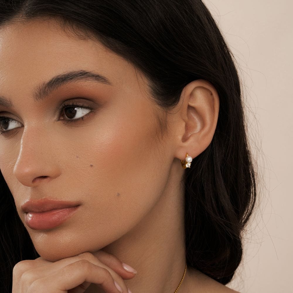 Bohomoon Stainless Steel Madeline Pearl Hoop Earrings