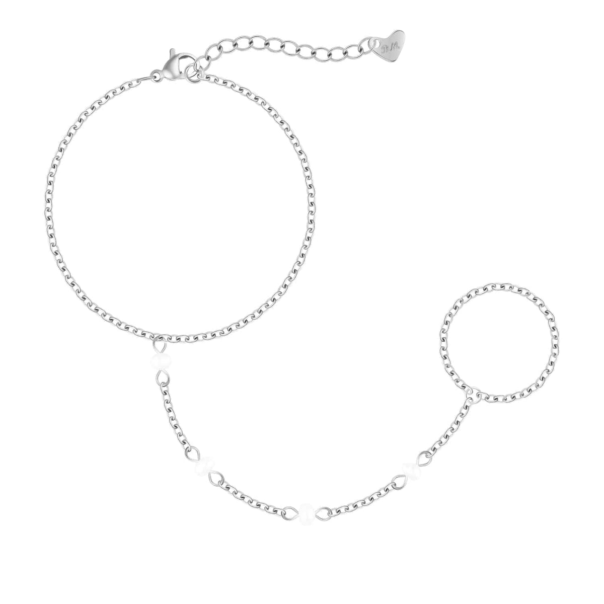 Bohomoon Stainless Steel Nico Pearl Hand Chain Bracelet