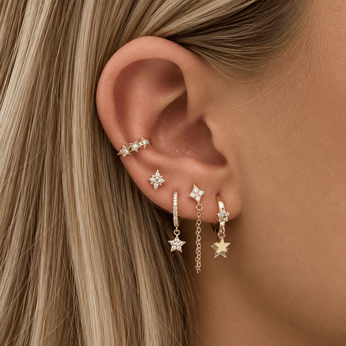 Bohomoon Stainless Steel Northern Star Stud Earrings