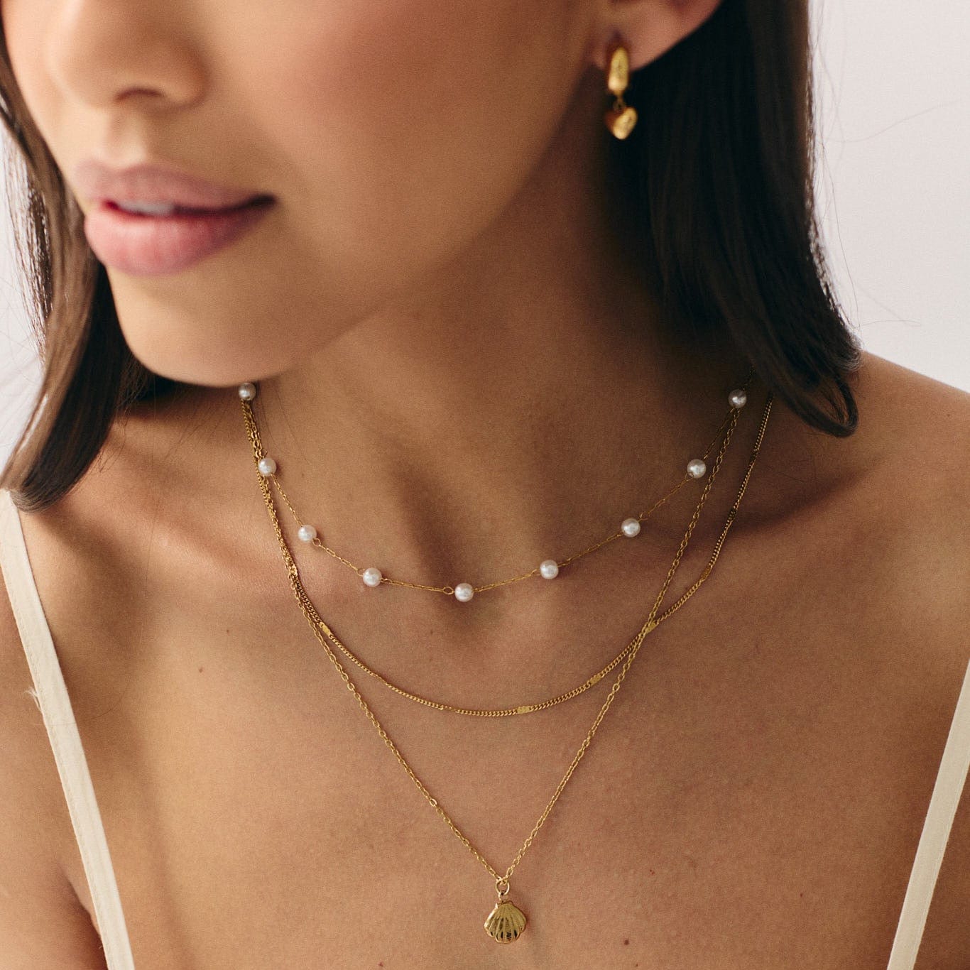 Bohomoon Stainless Steel Oasis Pearl Layered Necklace