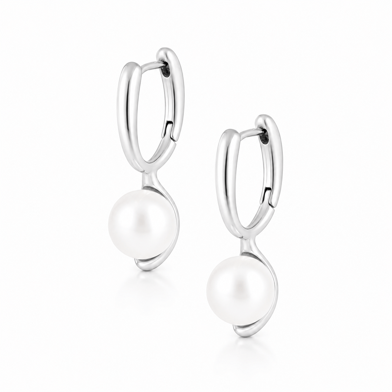 Bohomoon Stainless Steel Oscar Pearl Hoop Earrings