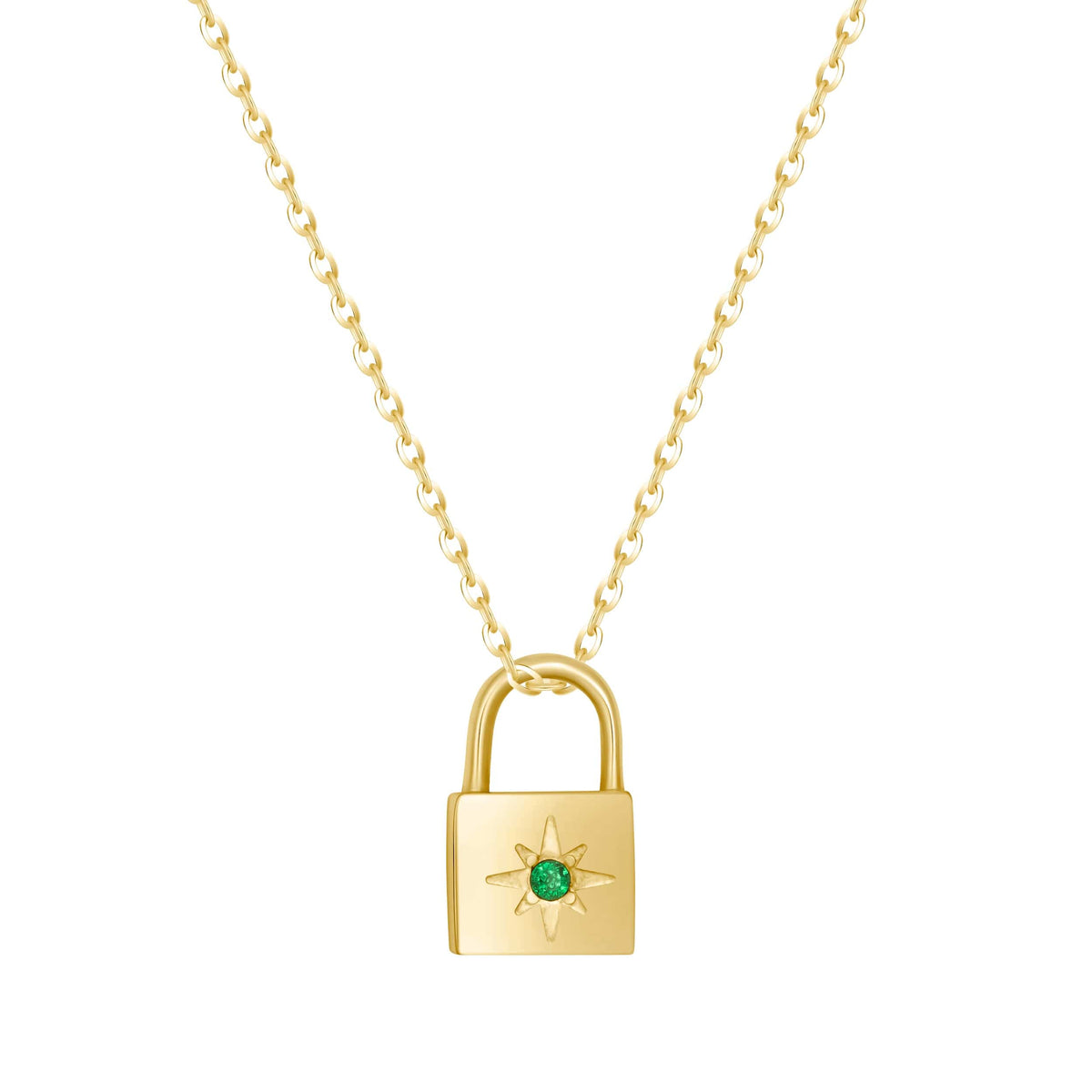 Bohomoon Stainless Steel Padlock Birthstone Necklace