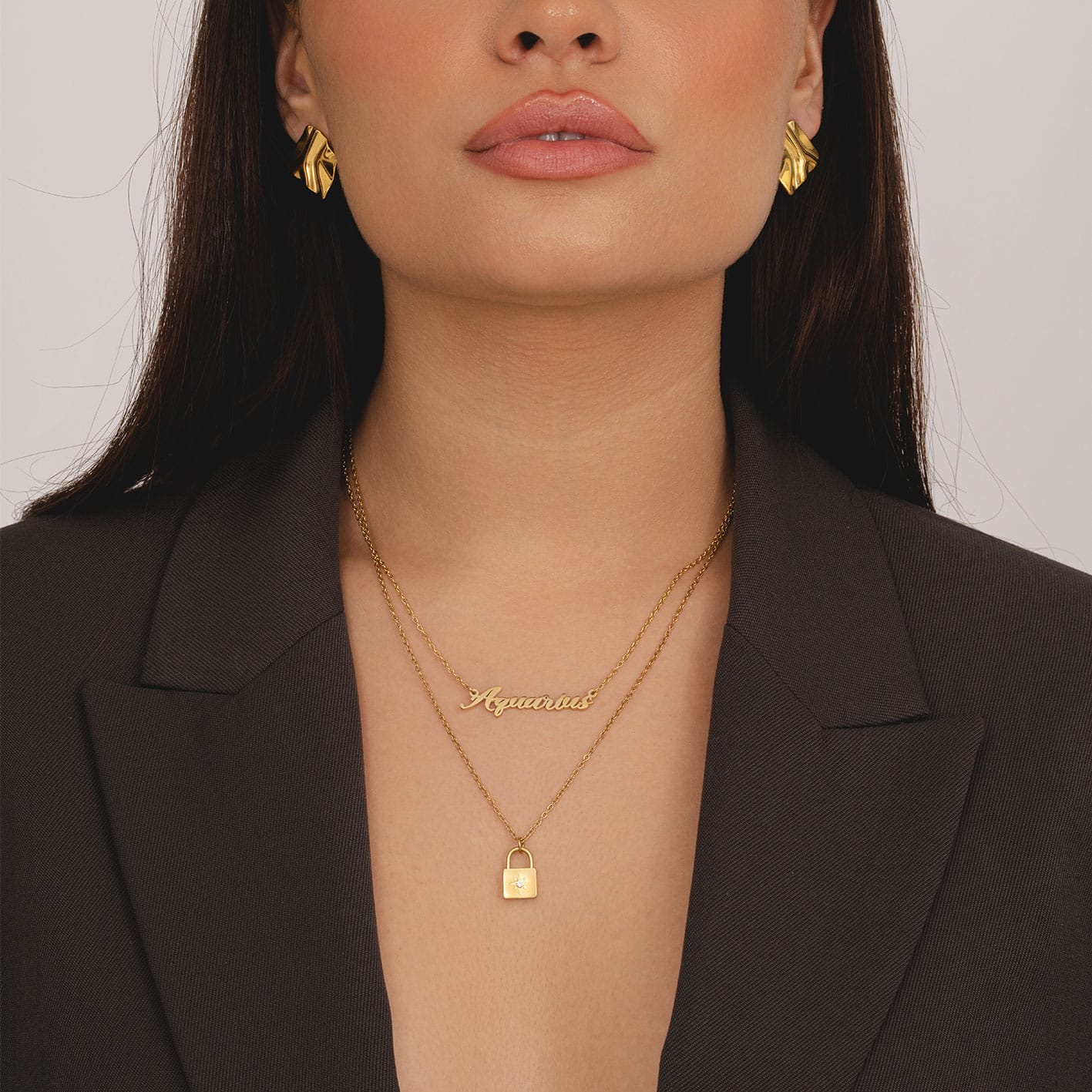 Bohomoon Stainless Steel Padlock Birthstone Necklace