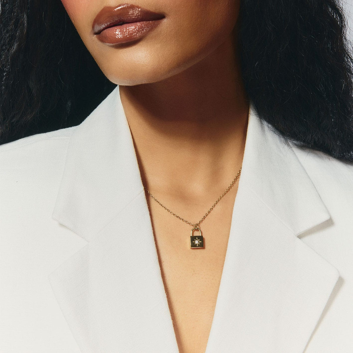 Bohomoon Stainless Steel Padlock Birthstone Necklace