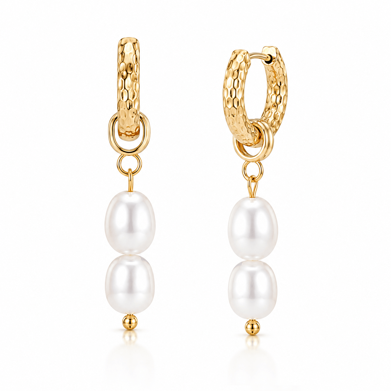 Bohomoon Stainless Steel Poppi Pearl Hoop Earrings