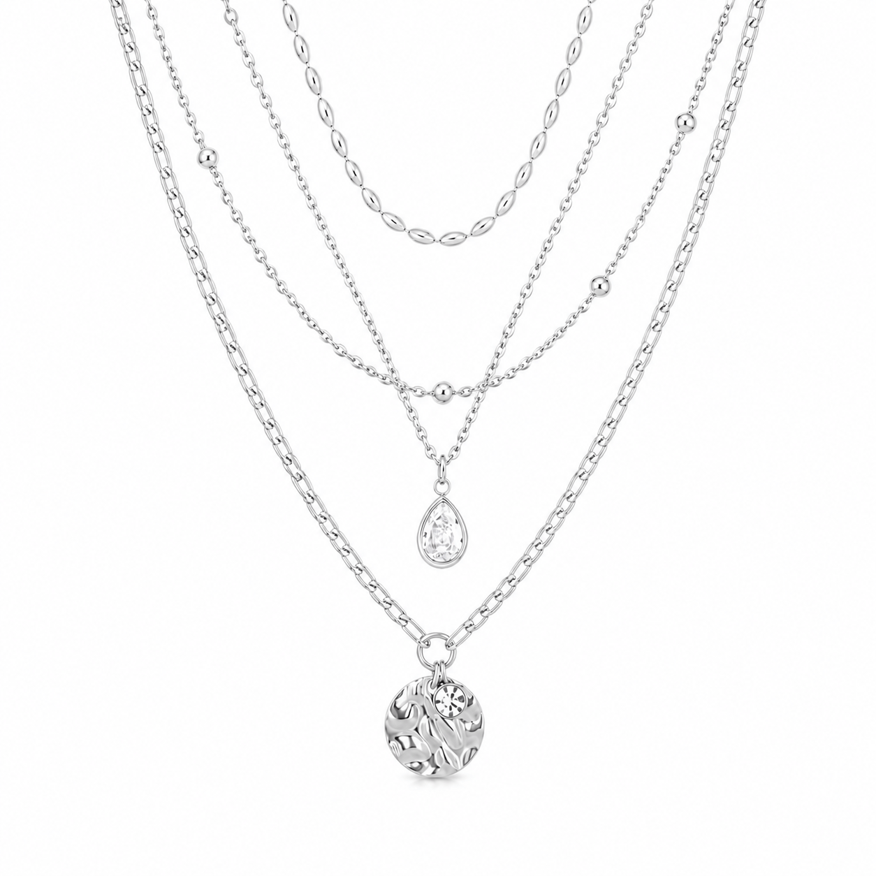 Bohomoon Stainless Steel Rhodes Layered Necklace