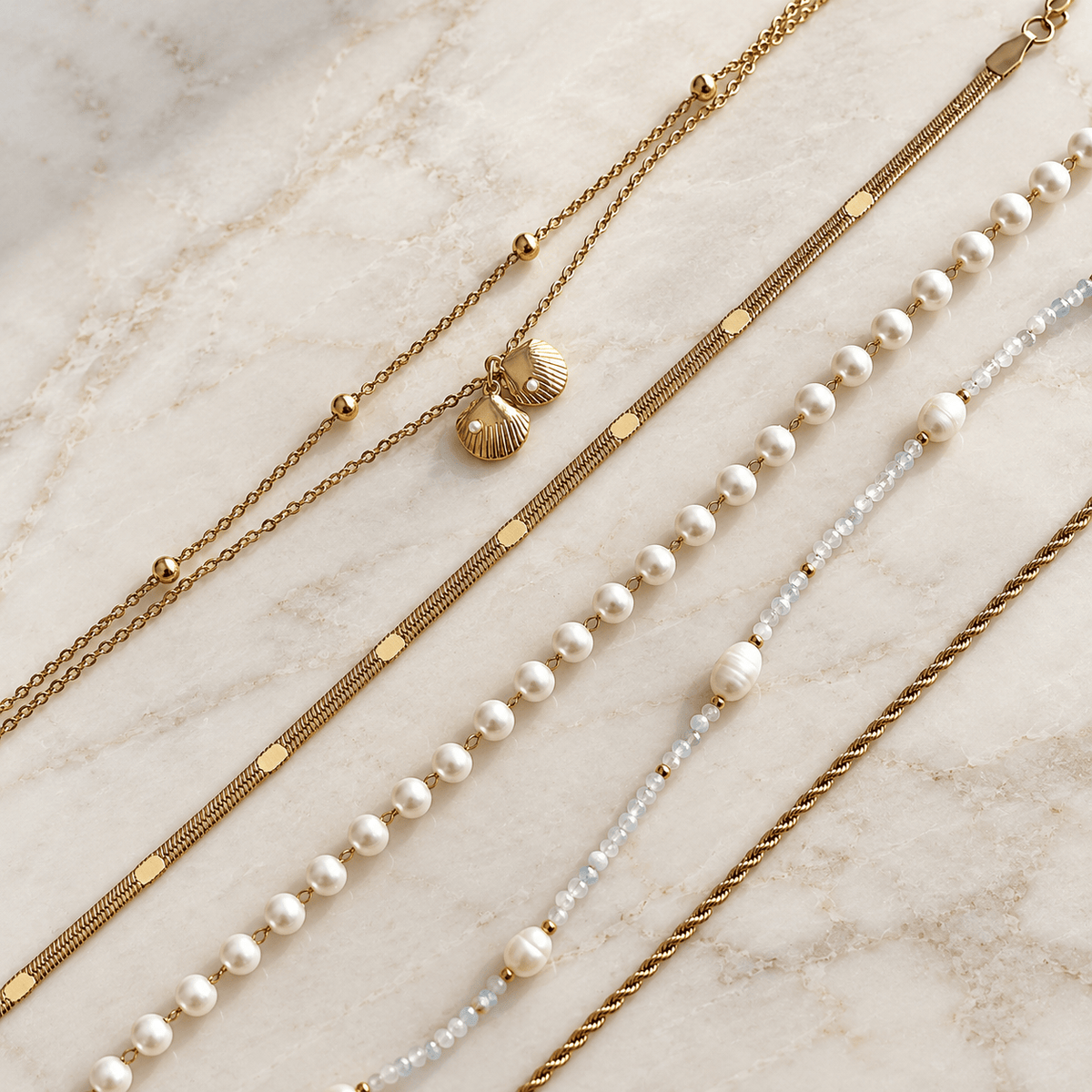 Bohomoon Stainless Steel Rosie Pearl Anklet
