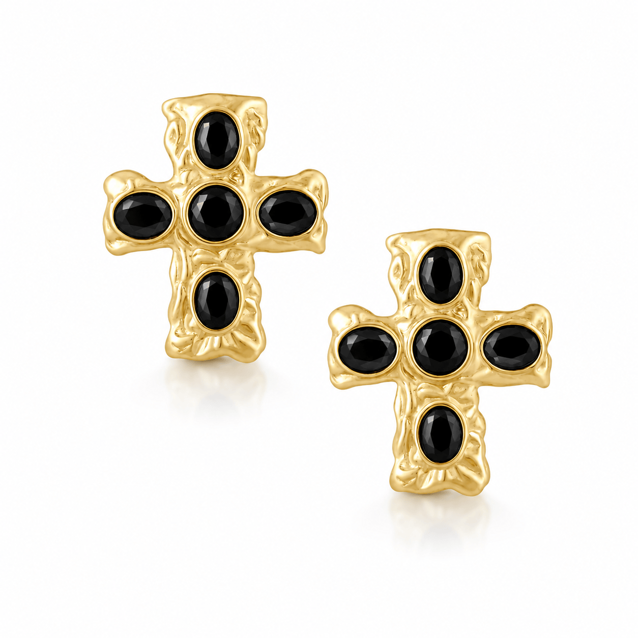 Bohomoon Stainless Steel Sable Cross Stud Earrings