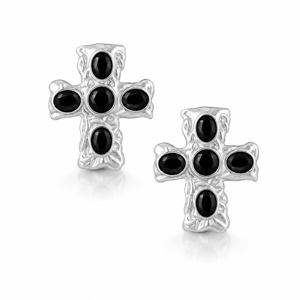 Bohomoon Stainless Steel Sable Cross Stud Earrings