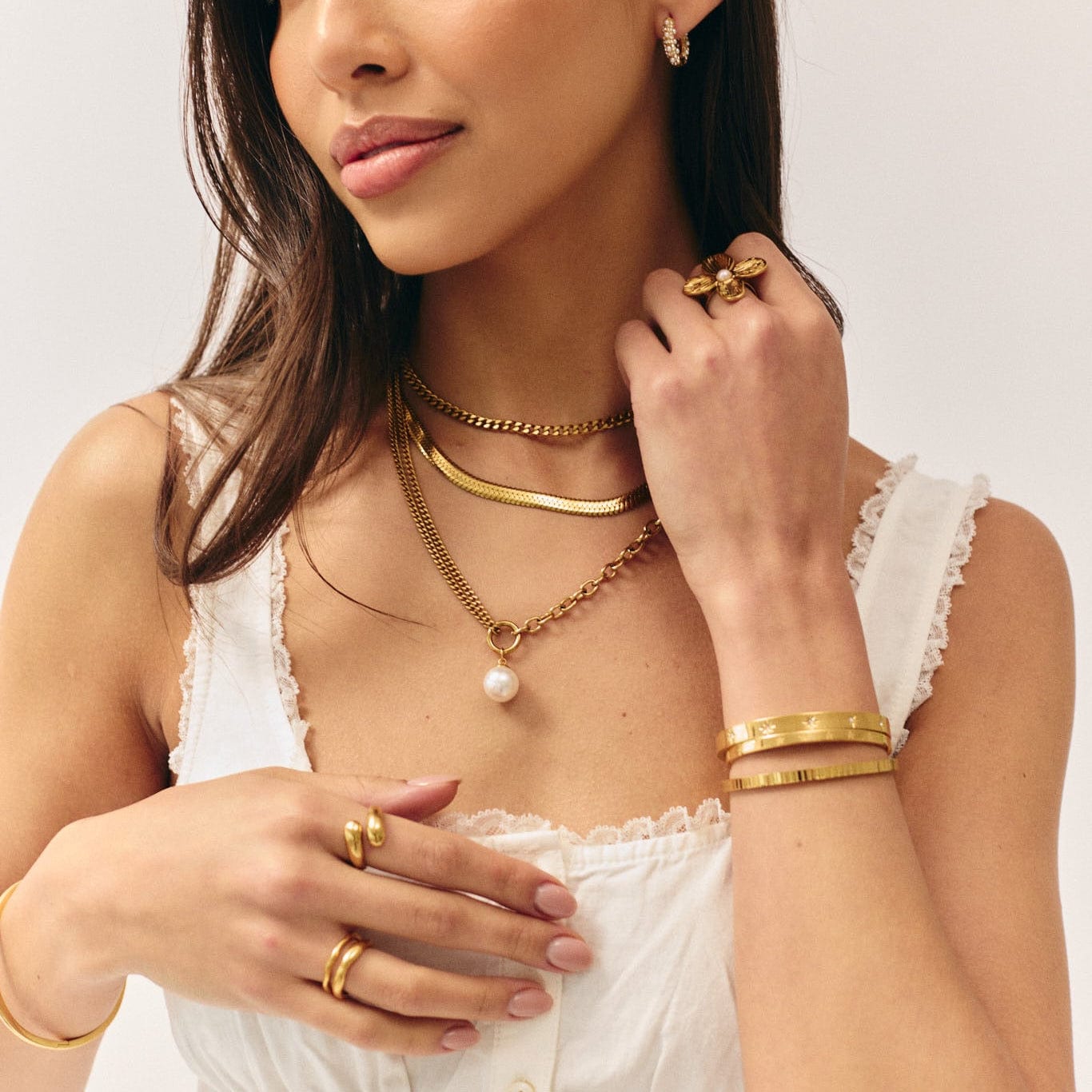 Bohomoon Stainless Steel Saffron Pearl Necklace