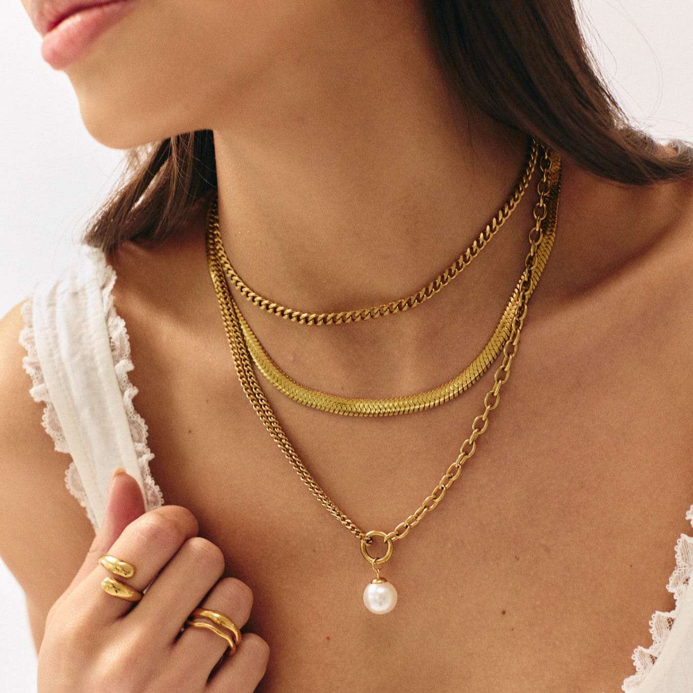 Bohomoon Stainless Steel Saffron Pearl Necklace