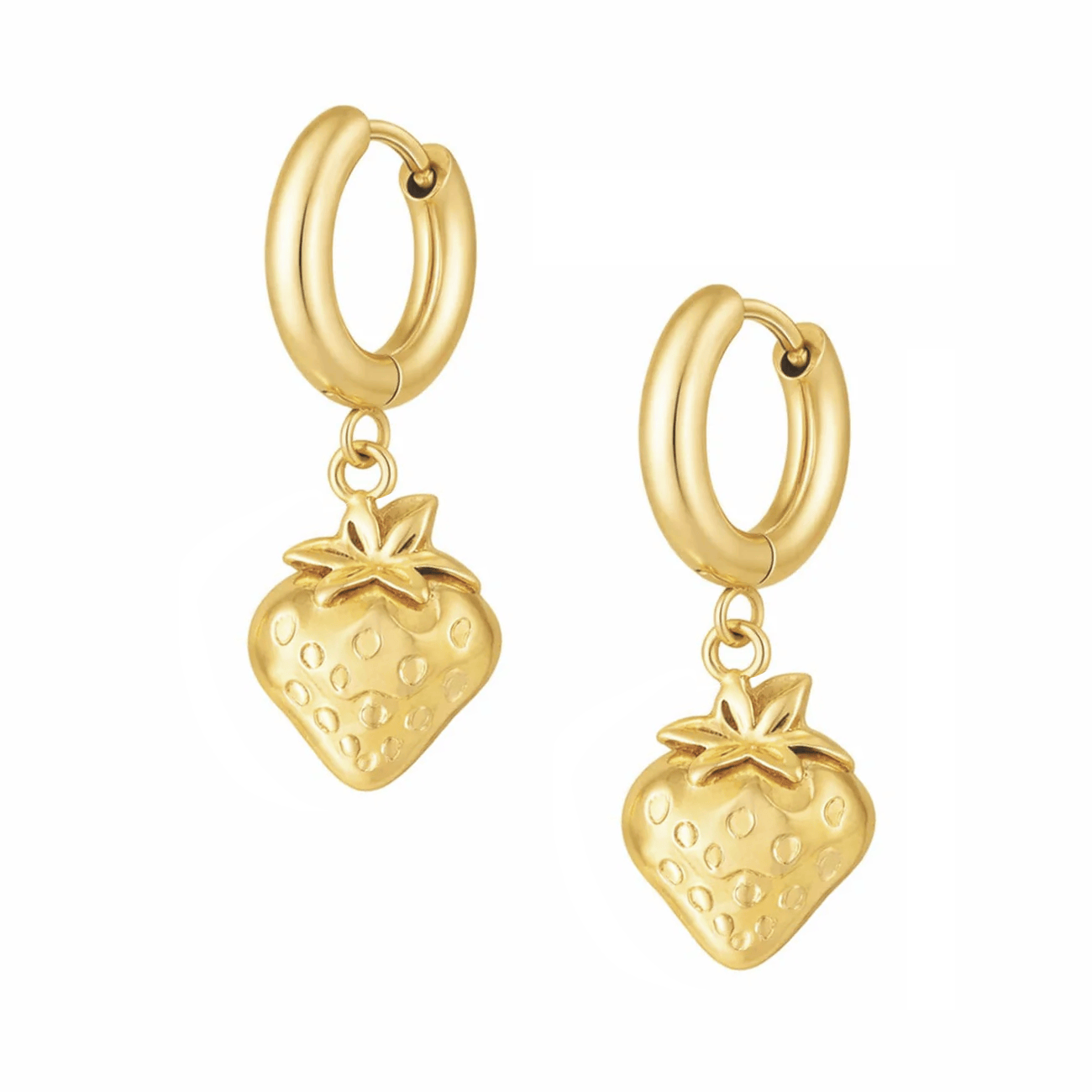 Bohomoon Stainless Steel Strawberry Hoop Earrings