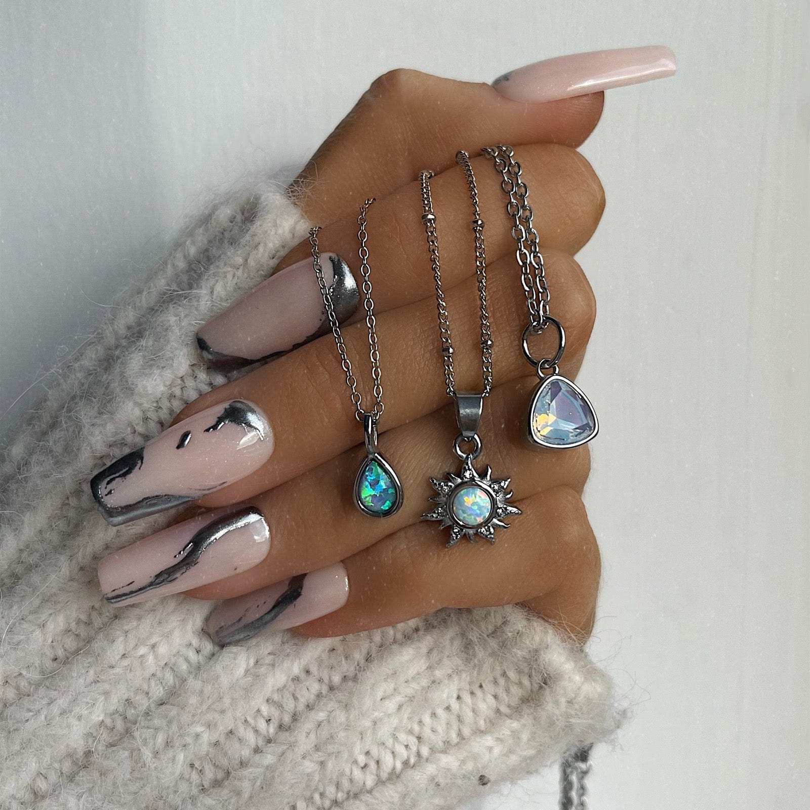 BohoMoon Stainless Steel Sunbeam Opal Necklace