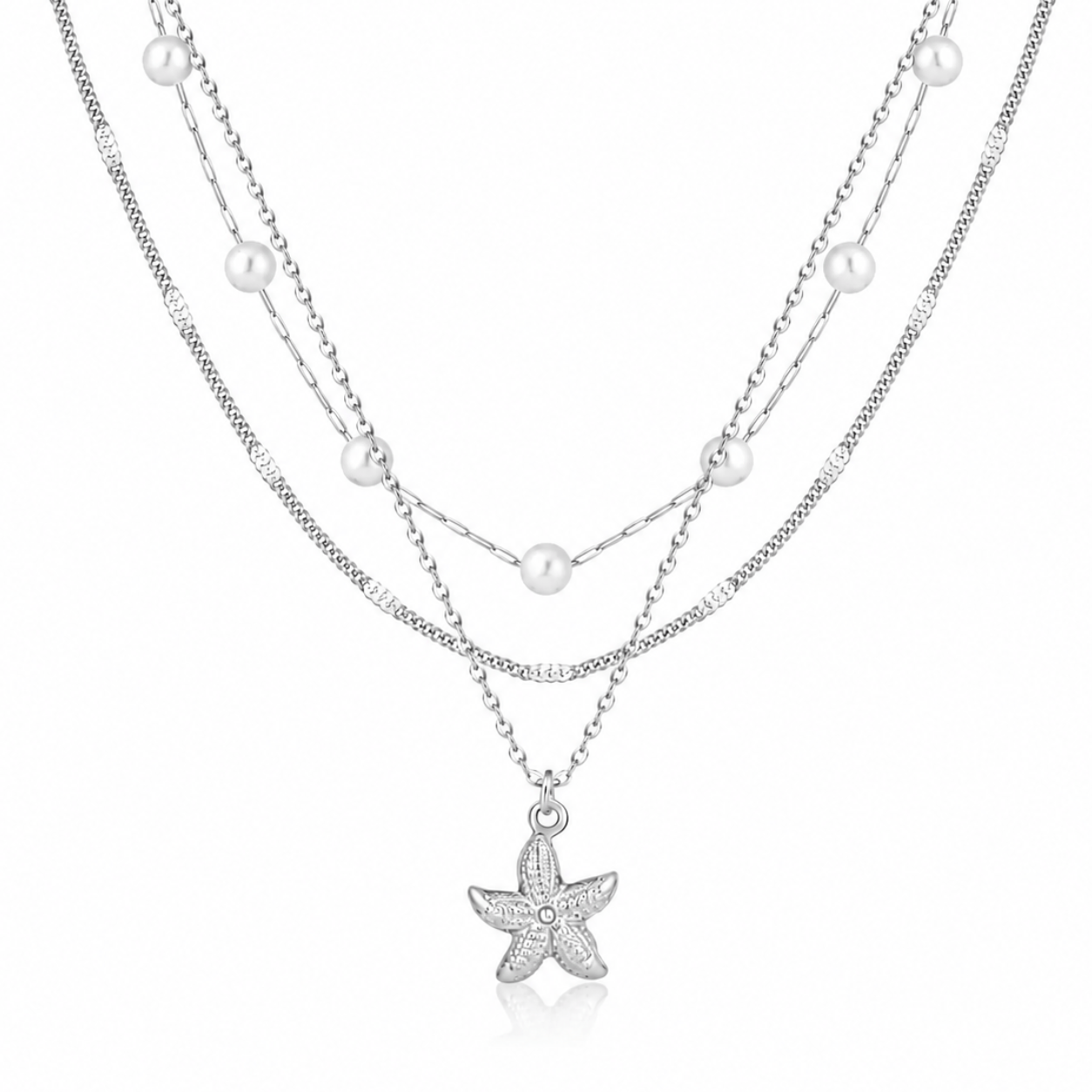 Bohomoon Stainless Steel Youth Pearl Layered Necklace