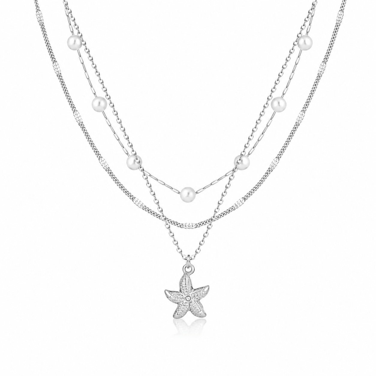 Bohomoon Stainless Steel Youth Pearl Layered Necklace